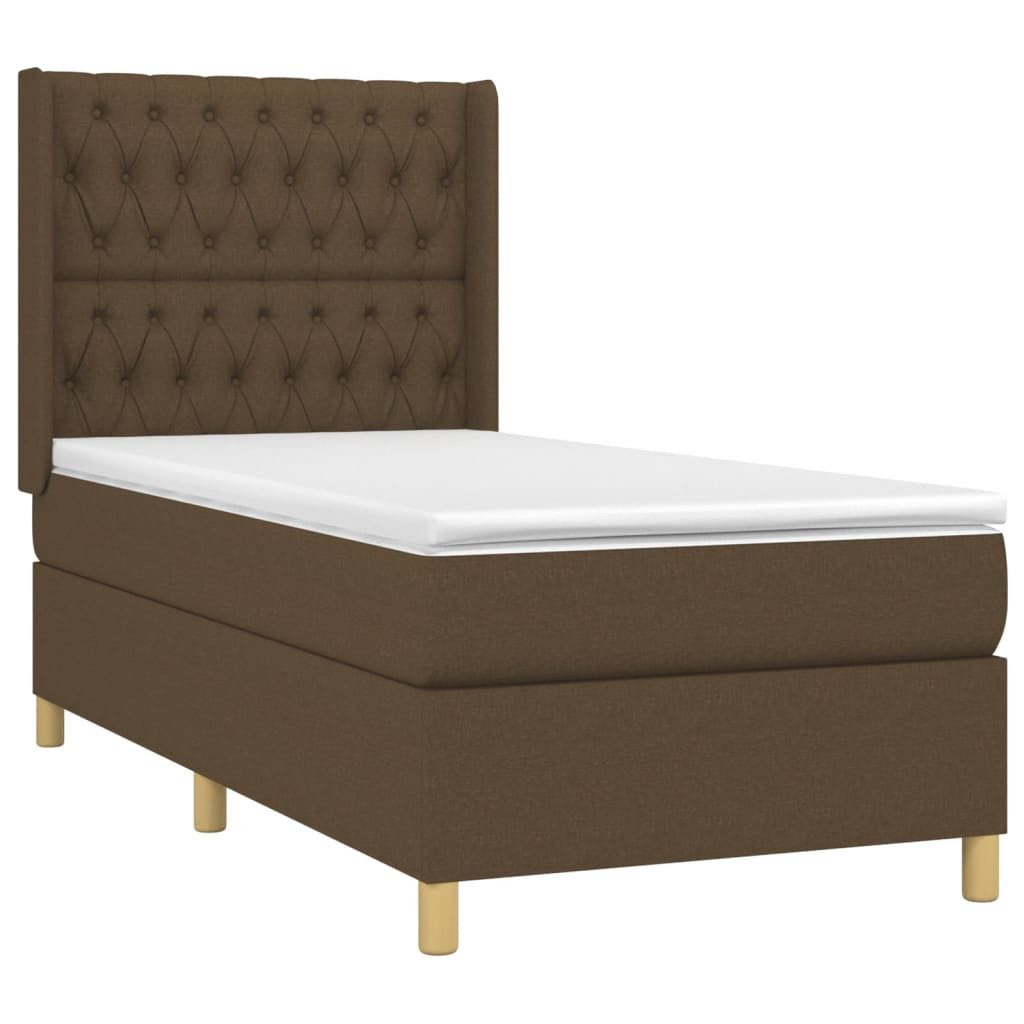 Bett Boxspringbett mit Matratze Dunkelbraun 90x190 cm Stoff