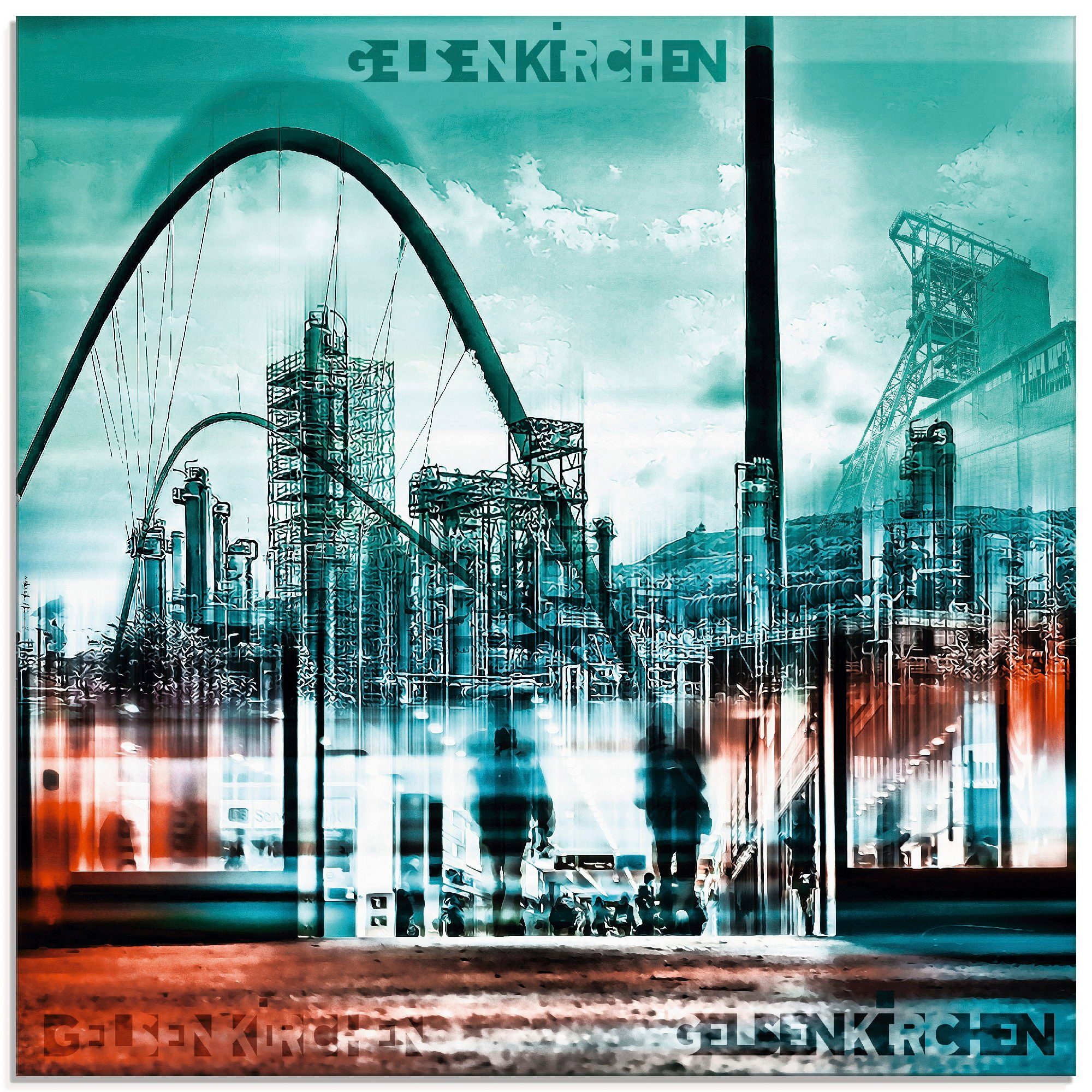 Artland Glasbild Gelsenkirchen Skyline Collage 02, Deutschland (1 St), in verschiedenen Größen