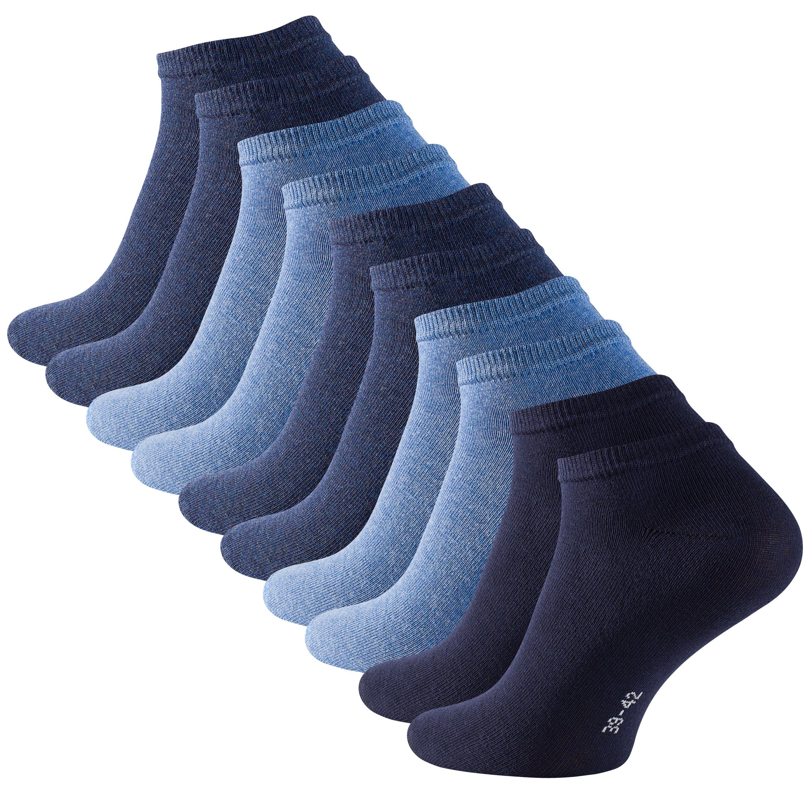 Prime® angenehmer Baumwollqualität Blau Sneakersocken in Cotton (10-Paar)