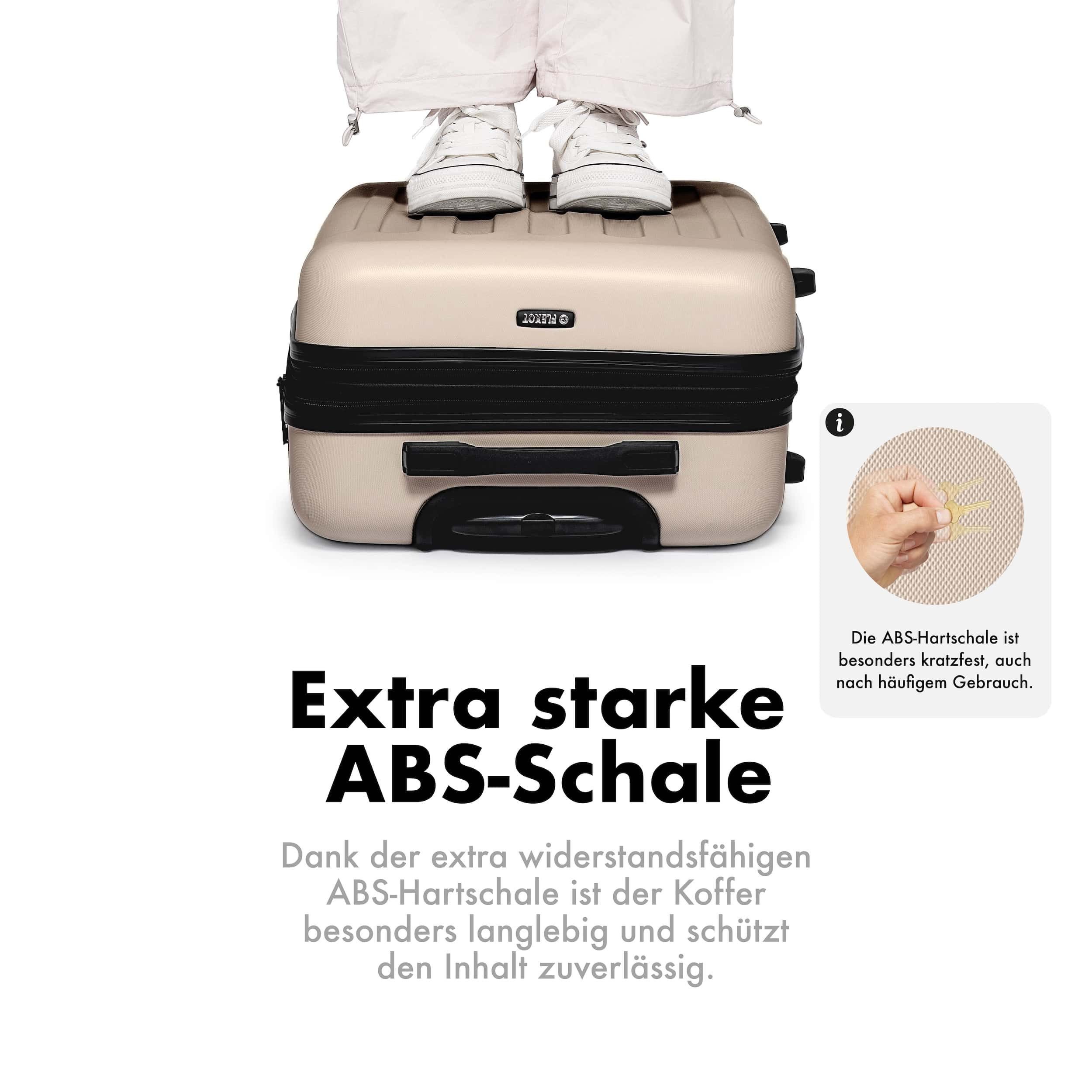 Flexot Hartschalen-Trolley F-3045 (Gr. M, L, XL) – Kofferset – ABS-Hartschale, 4 Rollen, Robuster und moderner Koffer mit vier 360° Rollen und Zahlenschloss – Bild 4 von 5