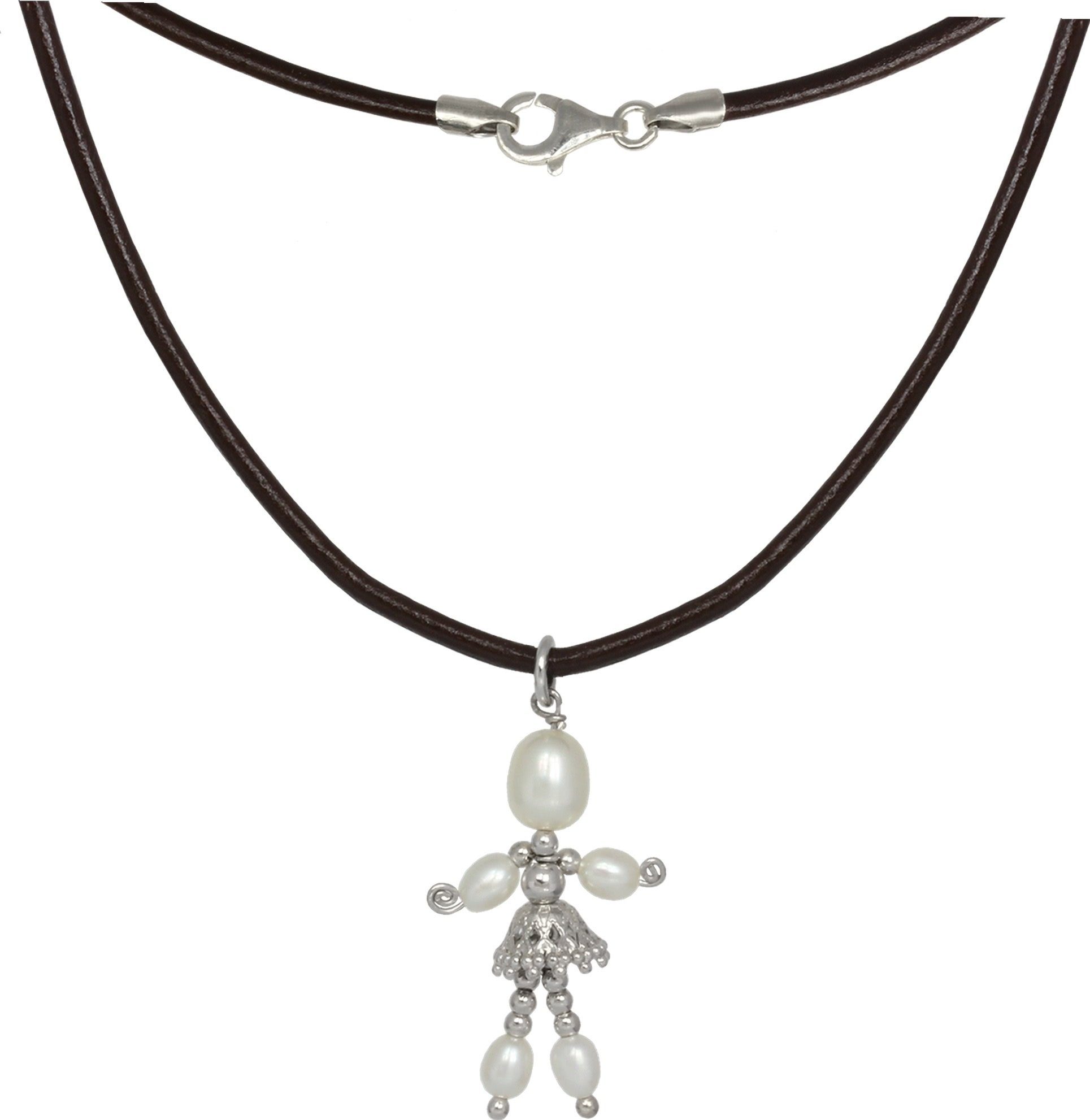 SilberDream Silberkette SilberDream Dancer Halskette schwarz weiß (Halskette), Halsketten (Dancer) ca. 45cm, 925 Sterling Silber, Farbe: schwarz, wei