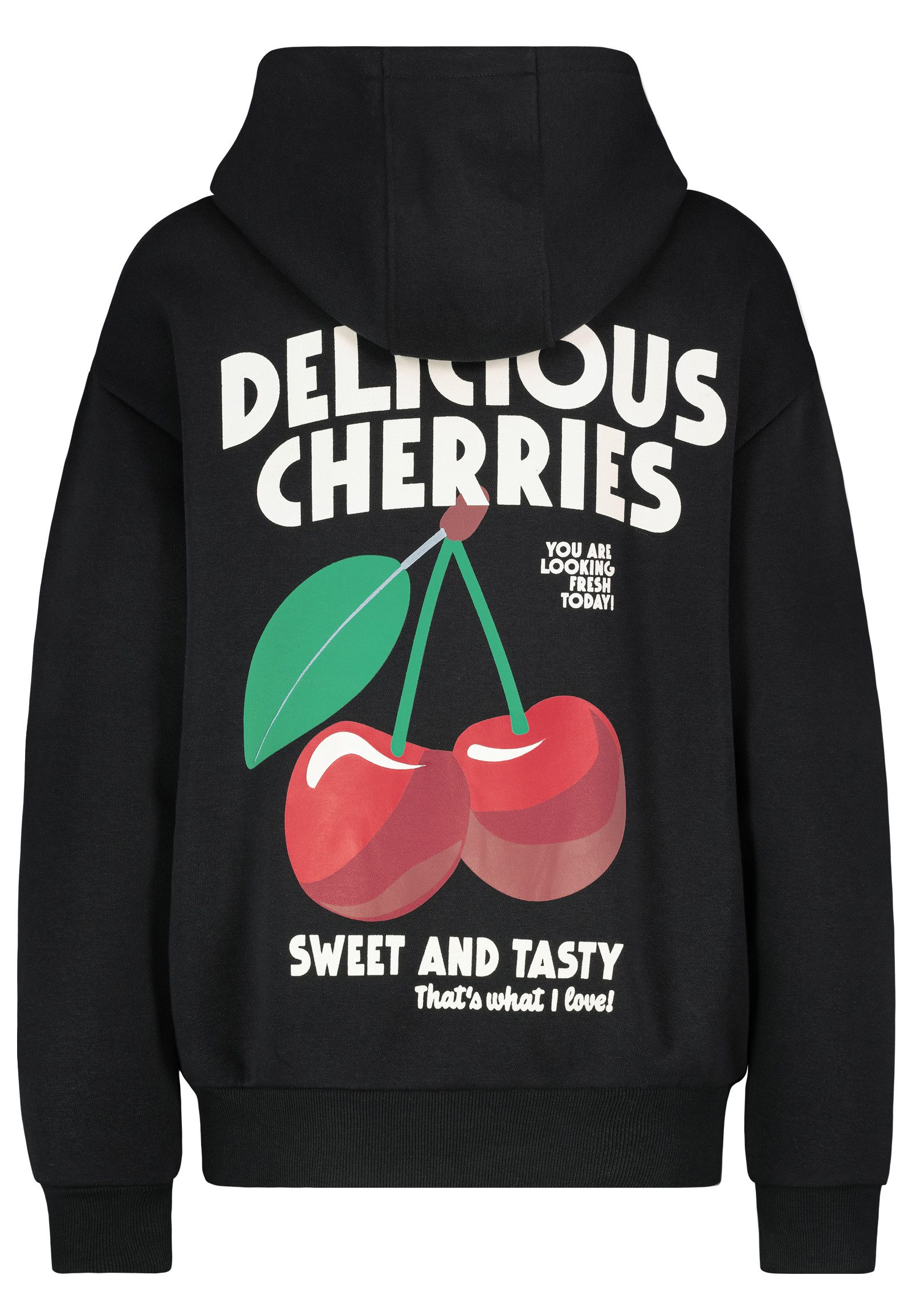 SUBLEVEL Hoodie Mit abgesetzten Schultern und Apfel-Zitronen-Print Schriftz günstig online kaufen