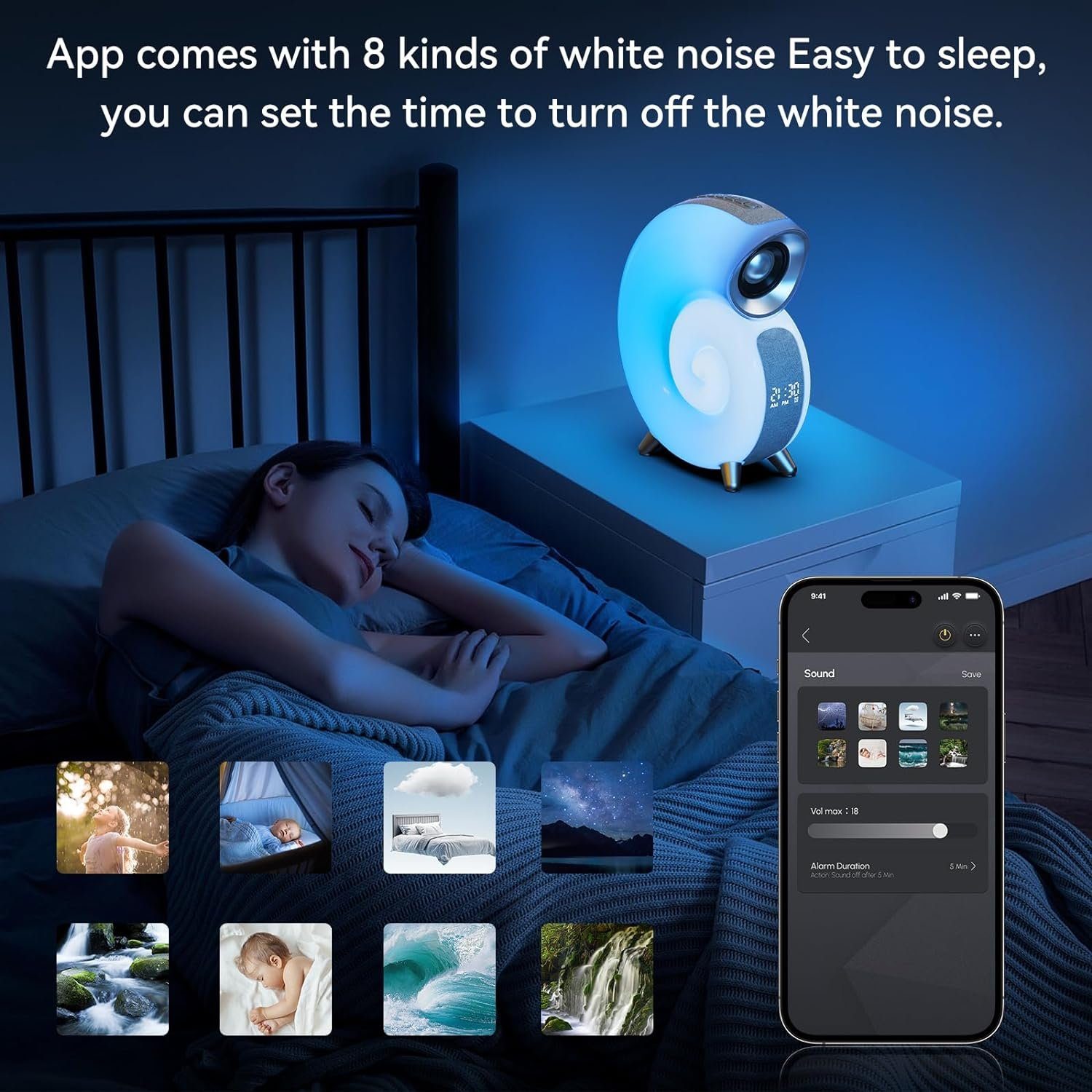 Musik, DOPWii Schlaflichter Steuerung, Nachtlicht Lautsprecher,App Nachtlicht,Atmosphärenlampe mit Bluetooth-Lautsprecher, Bluetooth