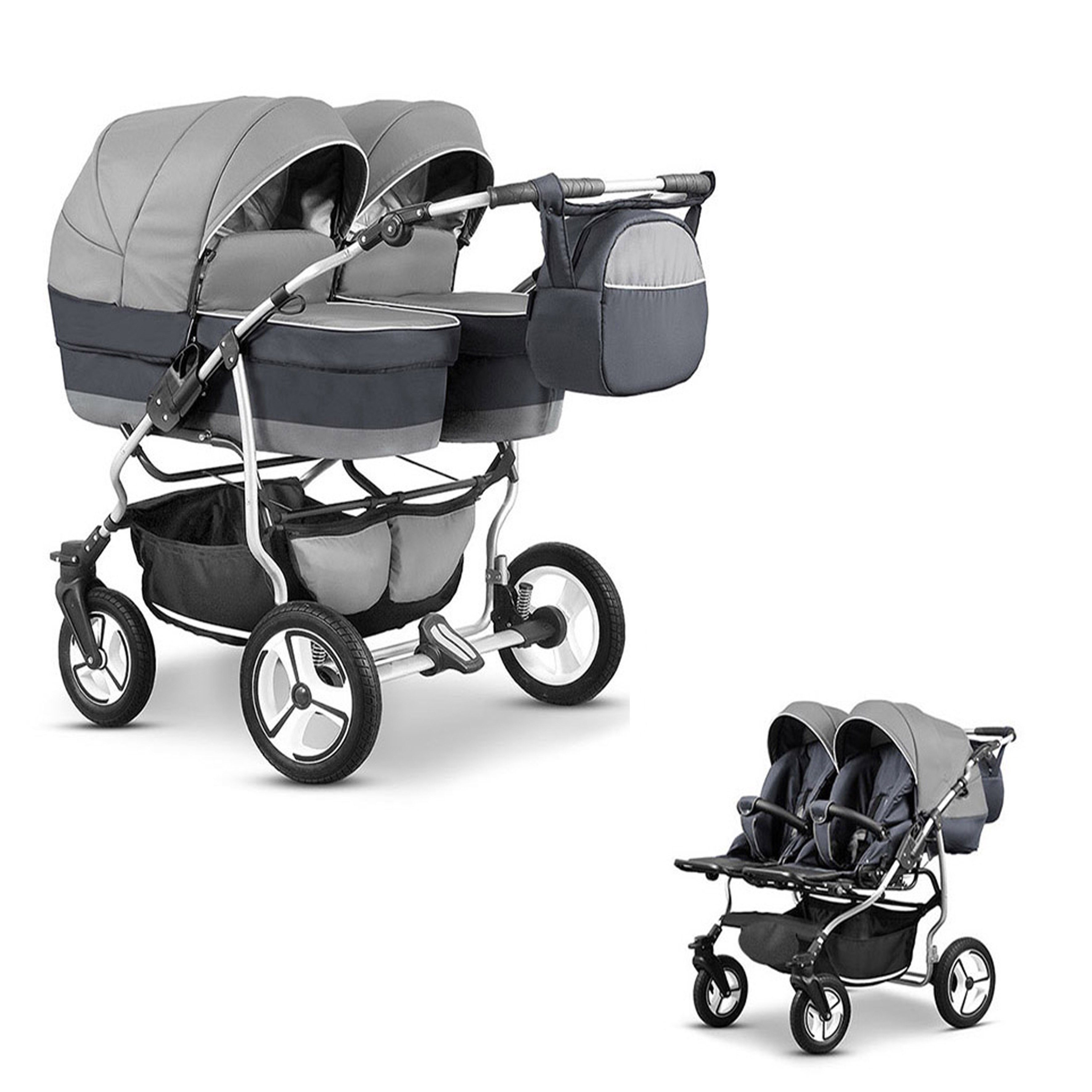 Zwillingswagen Zwillingskinderwagen 2 in 1 Twin Star - 10 Teile - in 16 Farben
