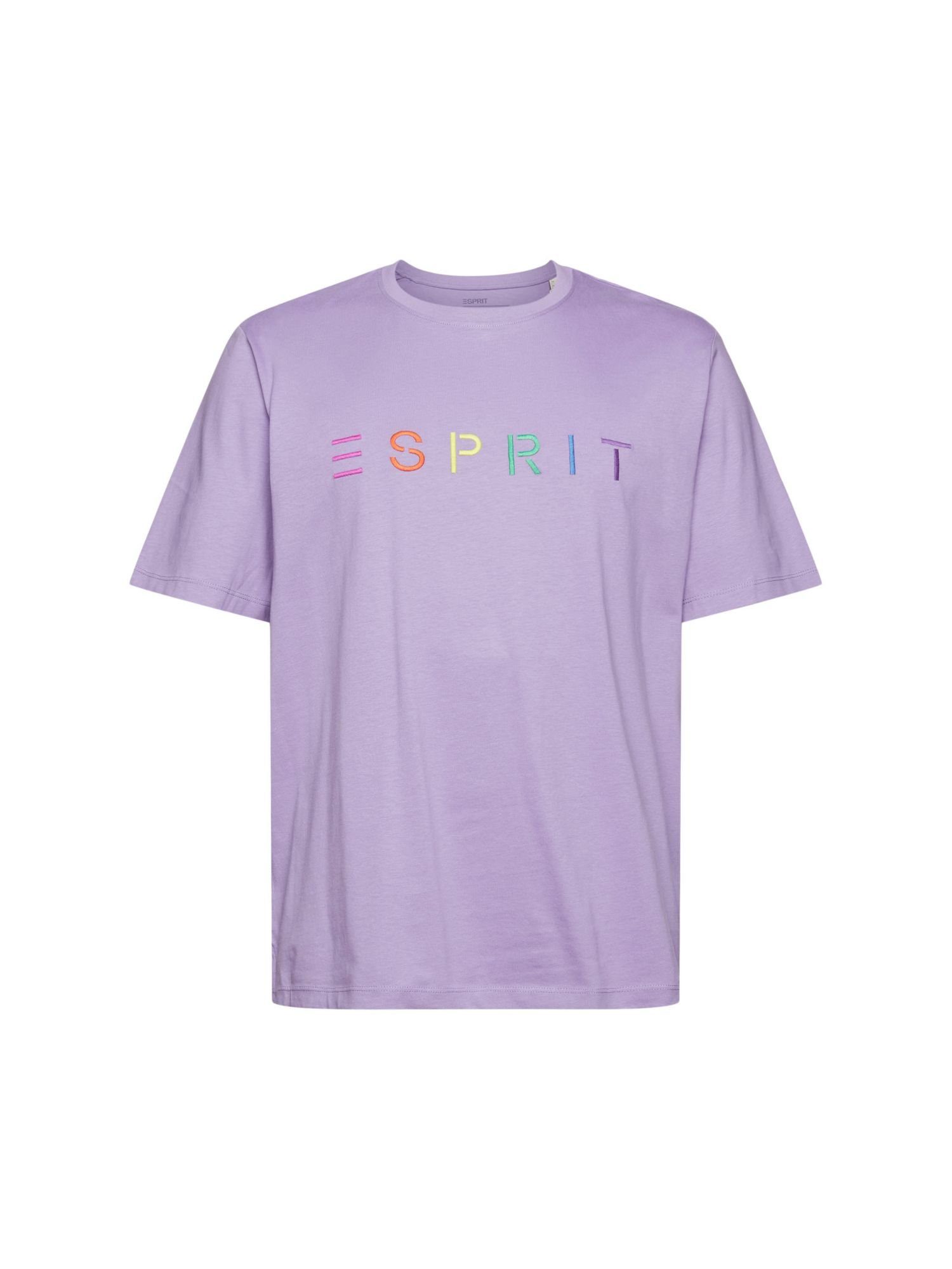 T-Shirt (1-tlg) mit Logo-Stickerei Esprit LILAC Jersey-T-Shirt