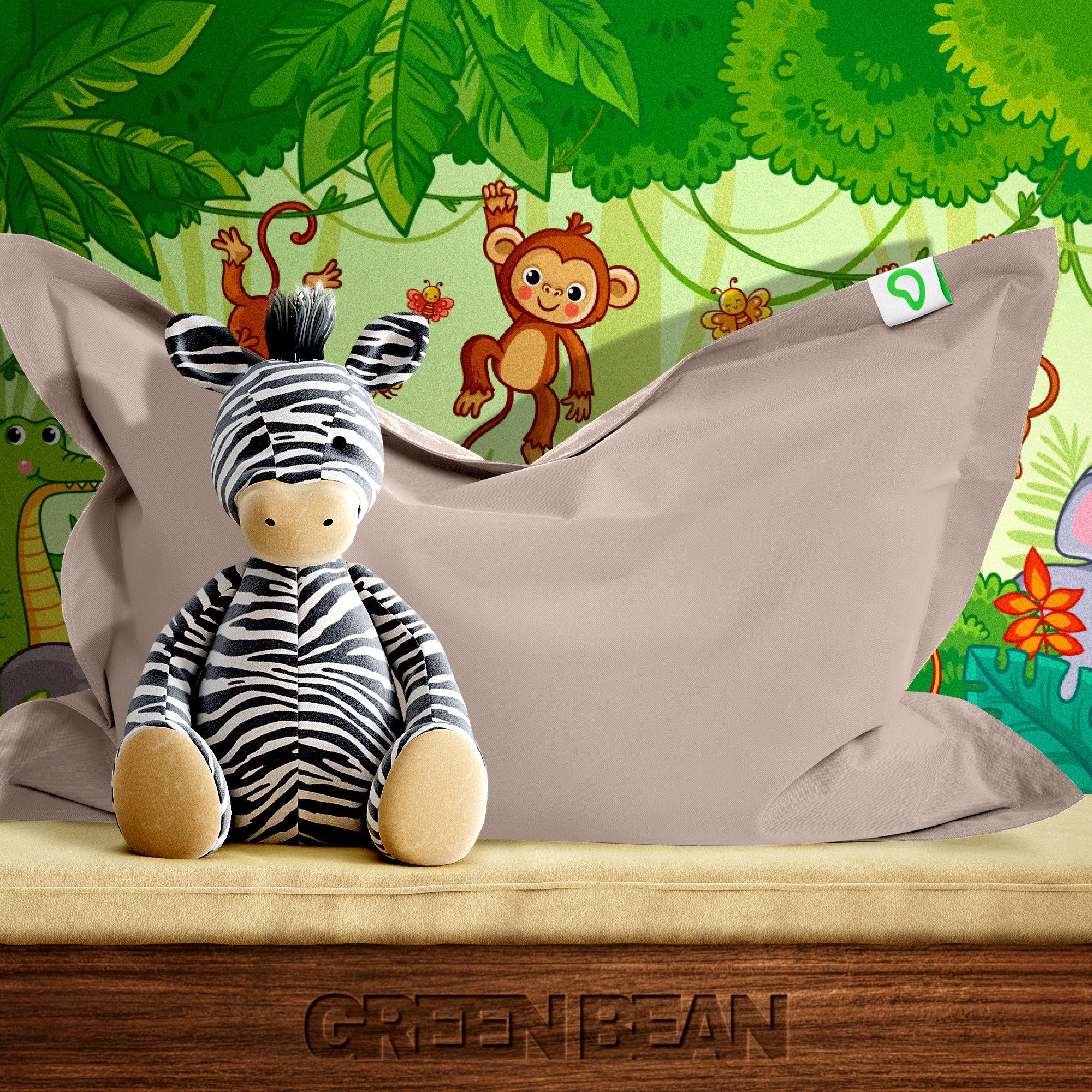 Green Bean Sitzsack Kinder-Sitzsack 70x100cm - 70 Liter (Kinder-Sitzsack 70x100cm & 70 Liter EPS-Perlen Füllung, - Indoor & Outdoor - Bean Bag Sitzkissen Bodenkissen), Sessel Riesensitzsack Liegekissen für Jungen & Mädchen