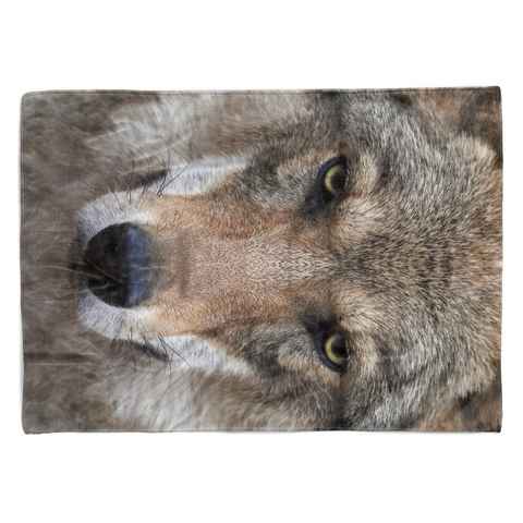 Sinus Art Handtücher Handtuch Strandhandtuch Saunatuch Kuscheldecke mit Tiermotiv Wolf Wild, Baumwolle-Polyester-Mix (1-St), Handtuch