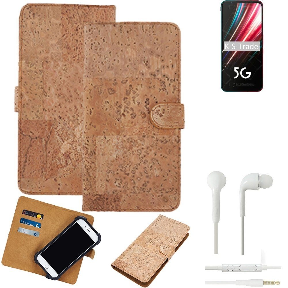 K-S-Trade Handyhülle für nubia Red Magic 5G, Hülle + in ear Kopfhörer Kork Handyhülle Cover - Schutzhülle