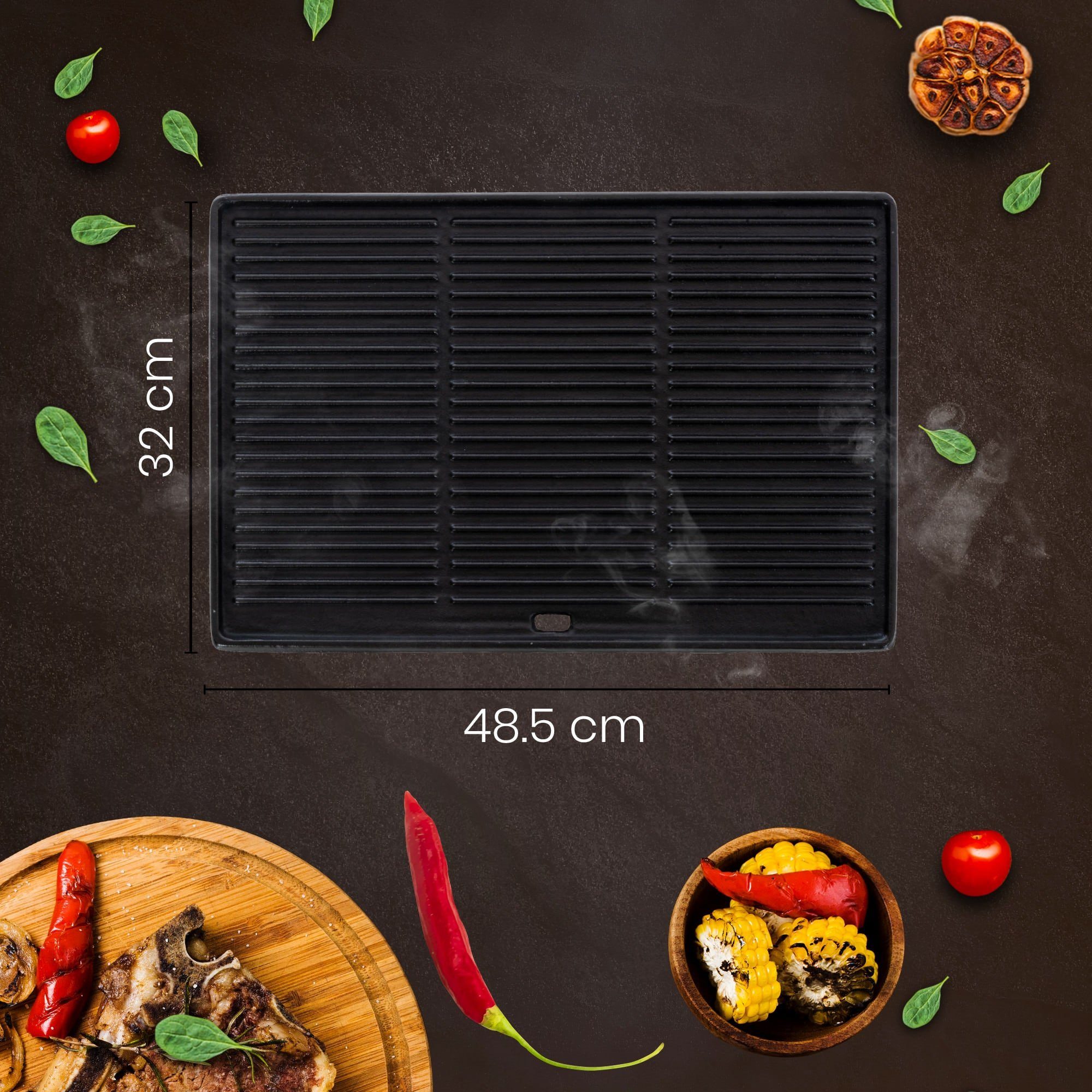 CLP Grillplatte Grillplatte (1er), aus Gusseisen, beidseitig nutzbar