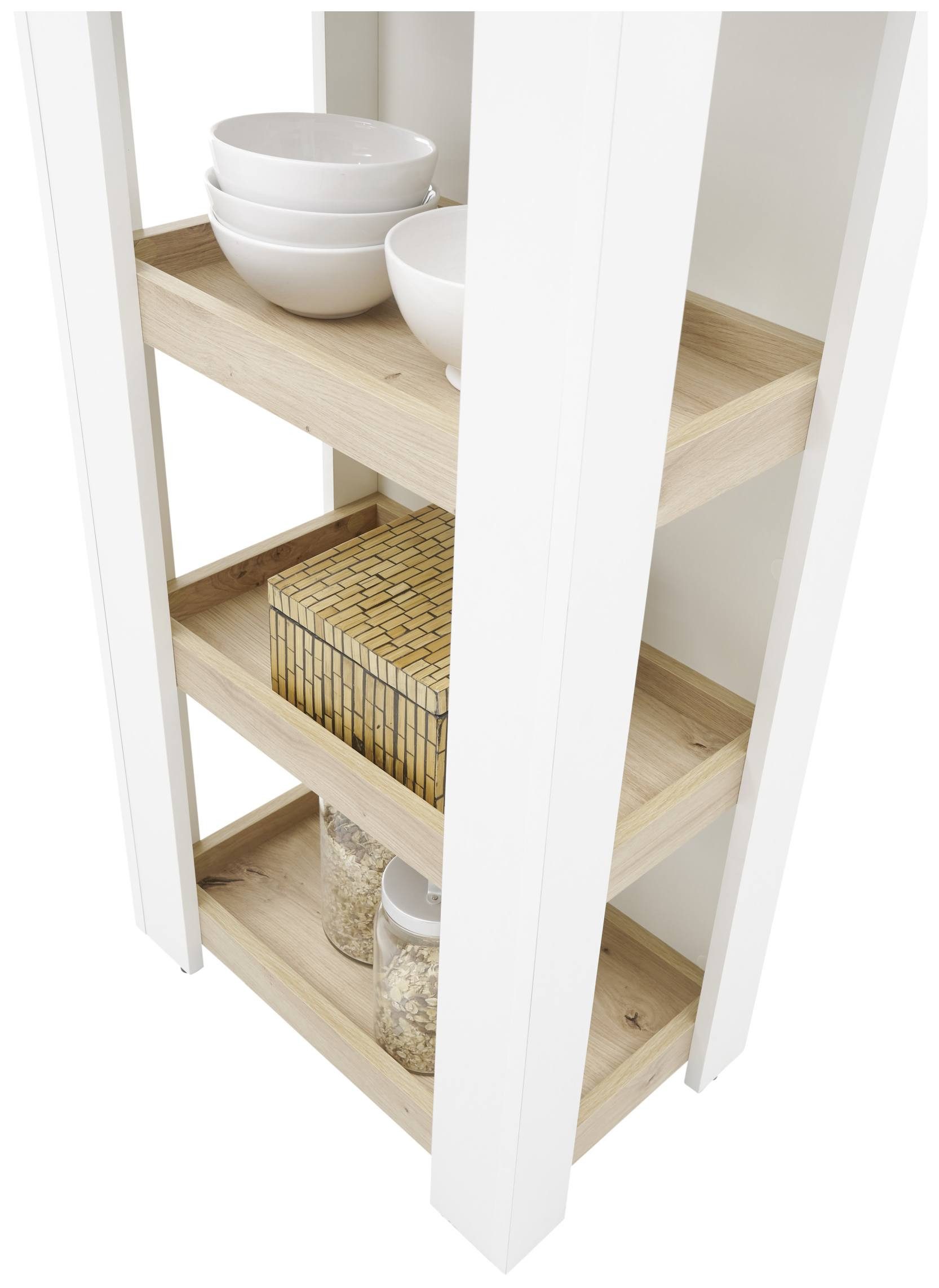 Bega Consult Bartisch Stehtisch Bartisch BRANDY 3 Ablageböden Weiß mit Artisan Eiche Optik