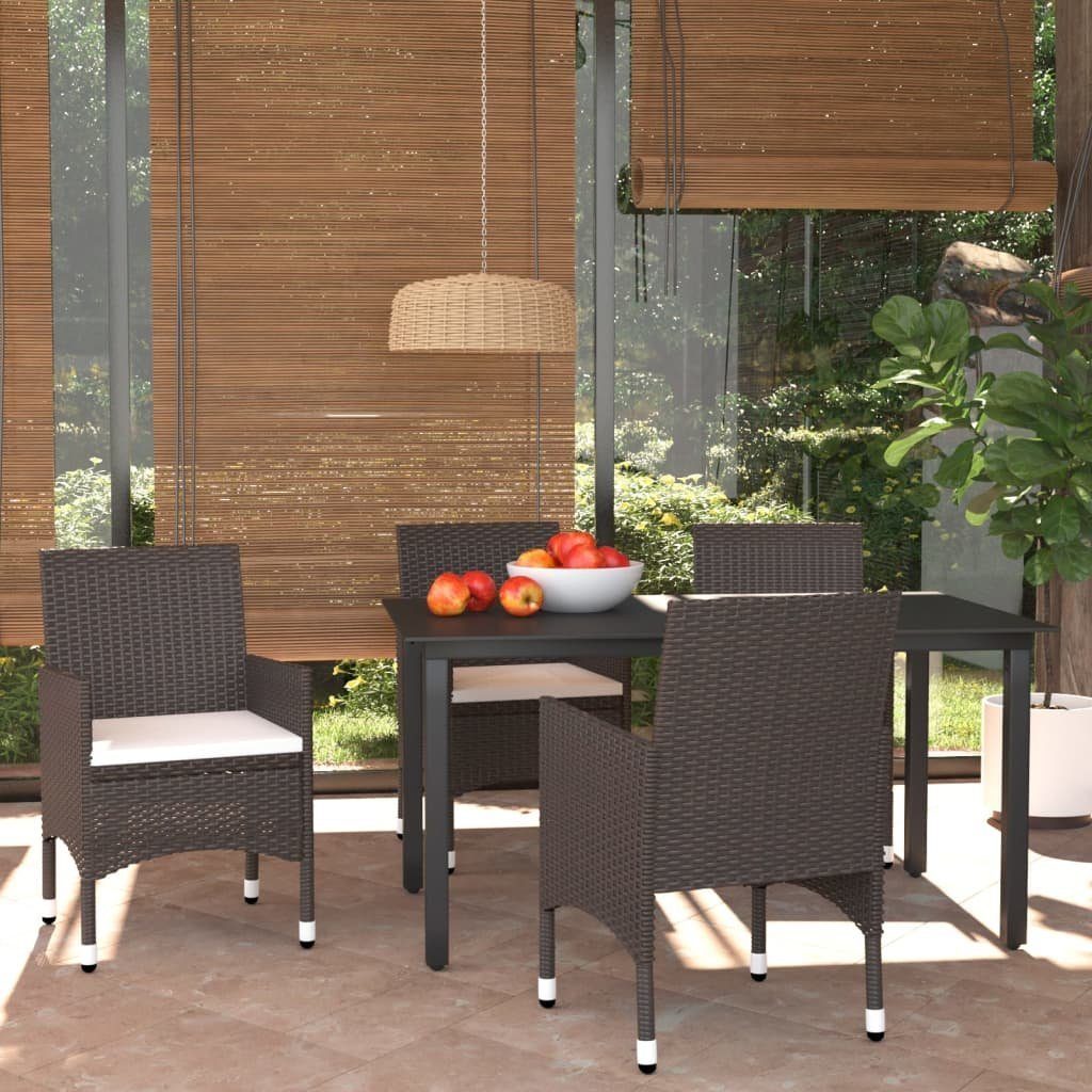 vidaXL GartenEssgruppe »5tlg. GartenEssgruppe mit Kissen Poly Rattan