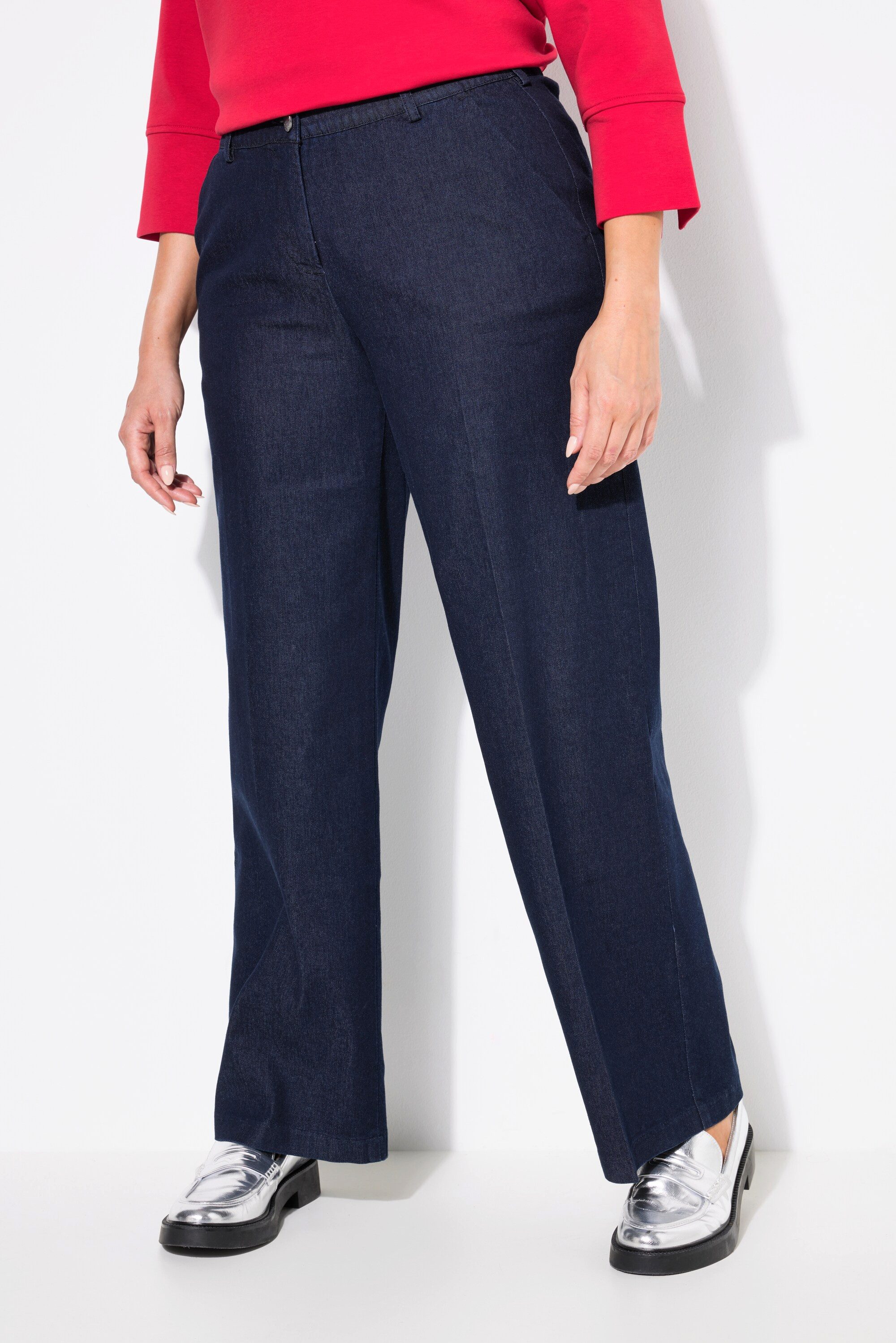 Ulla Popken Regular-fit-Jeans Джинси Mary Bügelfalte weites Bein Komfortbund