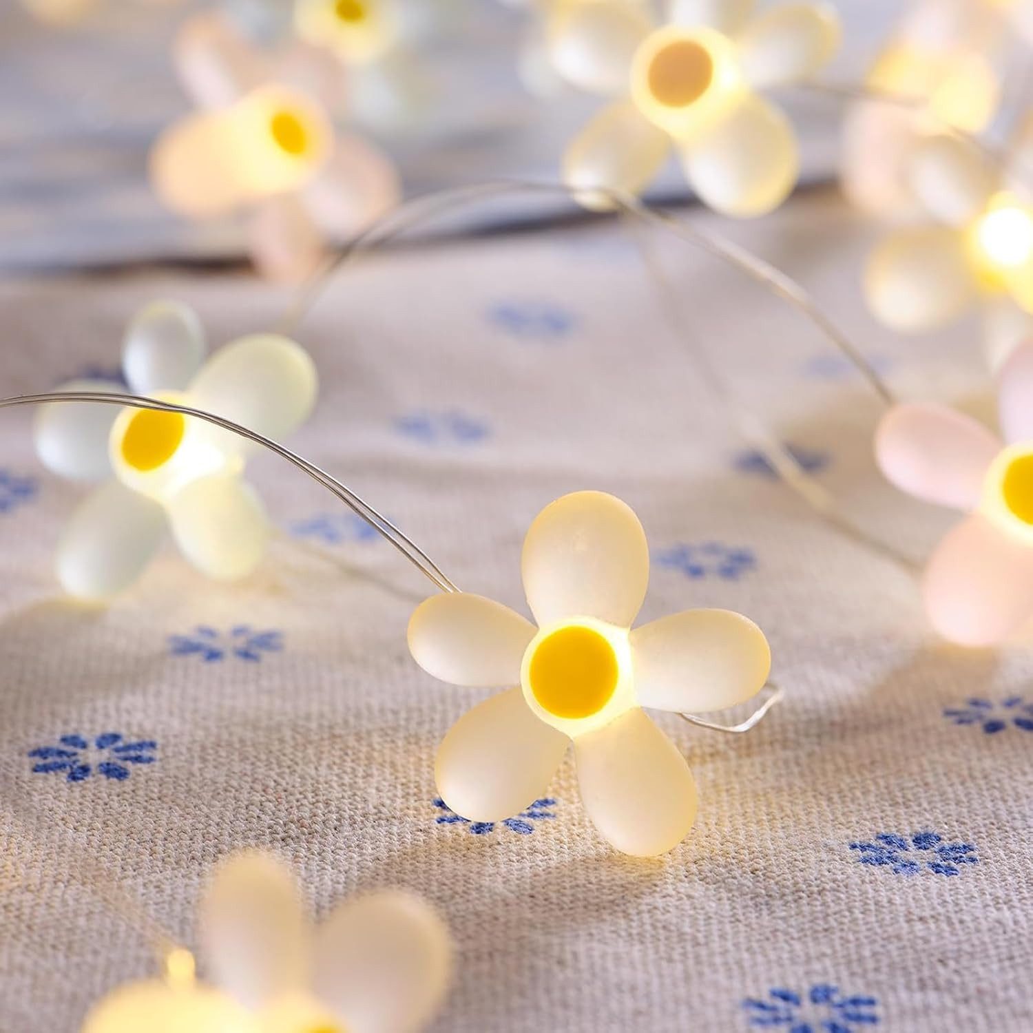 FELIXLEO LED-Lichterkette 2 Gänseblümchen Lichterkette 2 m 20 LED Batterie Warmweiß Deko
