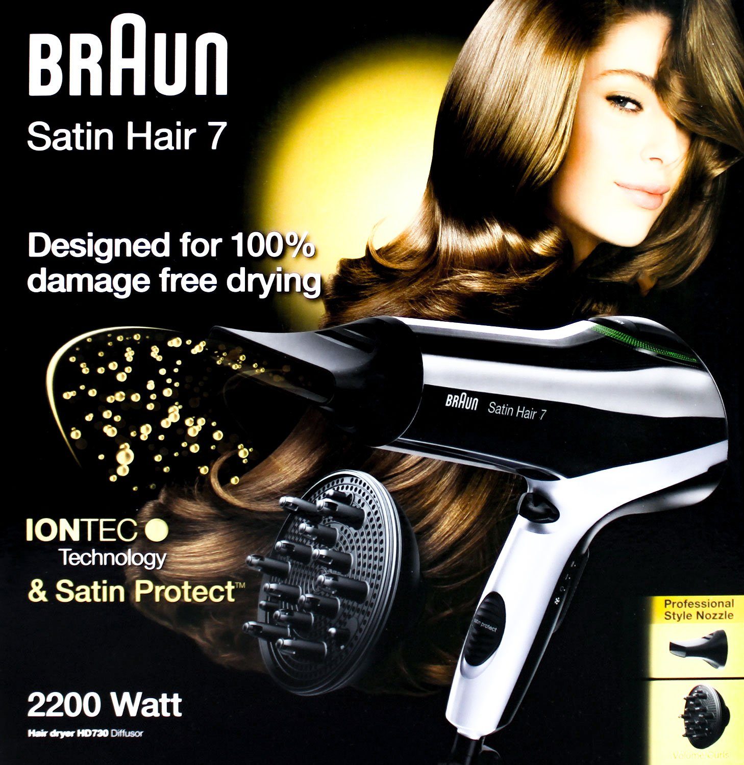 Braun Ionic-Haartrockner Braun Satin Hair 7 Iontec, 2200 W, Satin Protect™  System: 100%-igen Schutz vor Überhitzung, Haartrockner