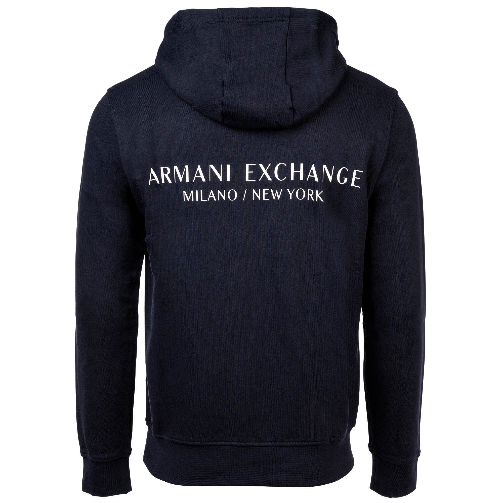 Hoodie, EXCHANGE Sweatshirt Sweatshirt uni Kapuze, Herren Marine Logo, ARMANI -