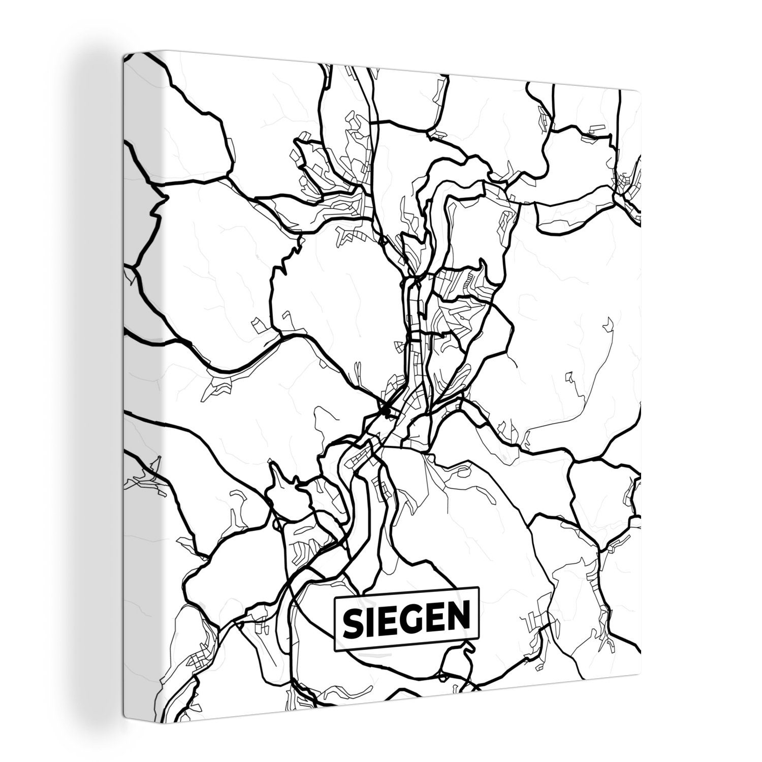 Schlafzimmer Siegen (1 für Leinwandbild Karte Leinwand Wohnzimmer - Stadtplan, St), Bilder OneMillionCanvasses® -