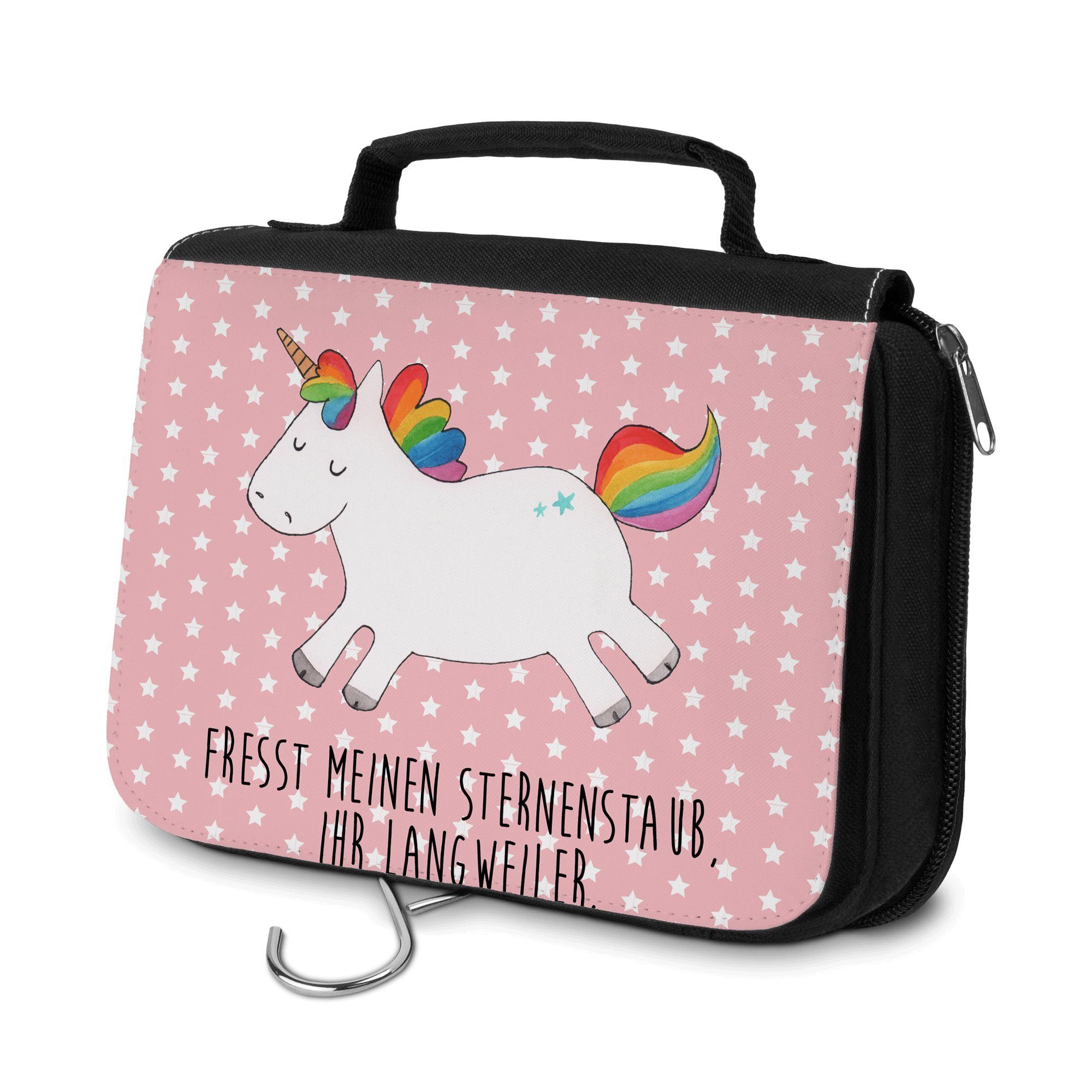 Mr. & Mrs. Panda Kulturbeutel witzig, - (1-tlg) Geschenk, Unicorn, Rot Happy Einhorn - Pastell Waschtasche