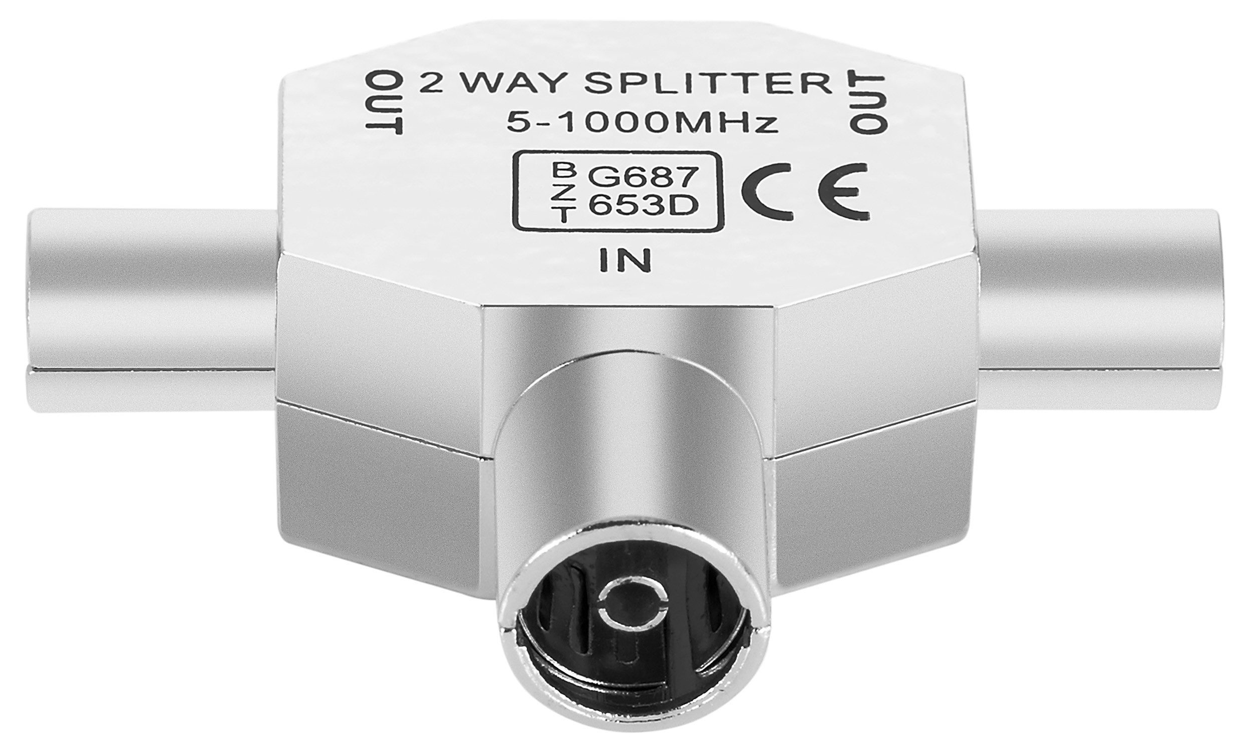 Poppstar SAT-Verteiler, TV Antennenverteiler T-Stück, 2-Fach Antennen-Kupplung für Satkabel