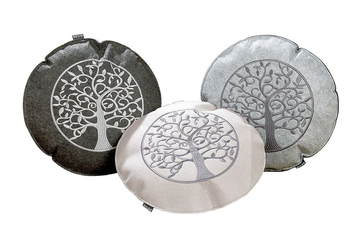 GILDE Dekoobjekt 6tlg Stoff Lebensbaum Kissen rund 40cm