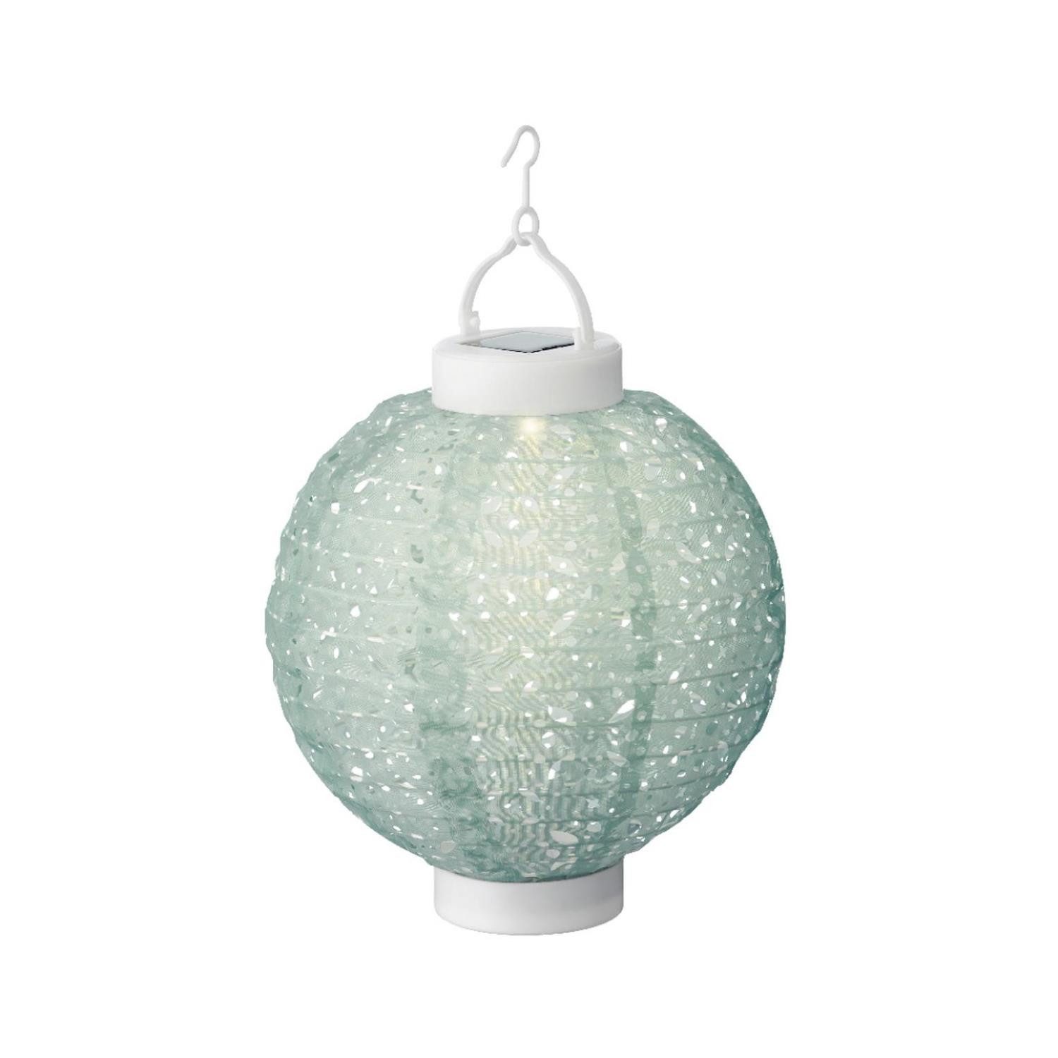 MARELIDA LED Lampion Solar Gartenlampion mit Muster grün D: 20cm Party Balkon Terrasse, LED Classic, warmweiß (2100K bis 3000K)