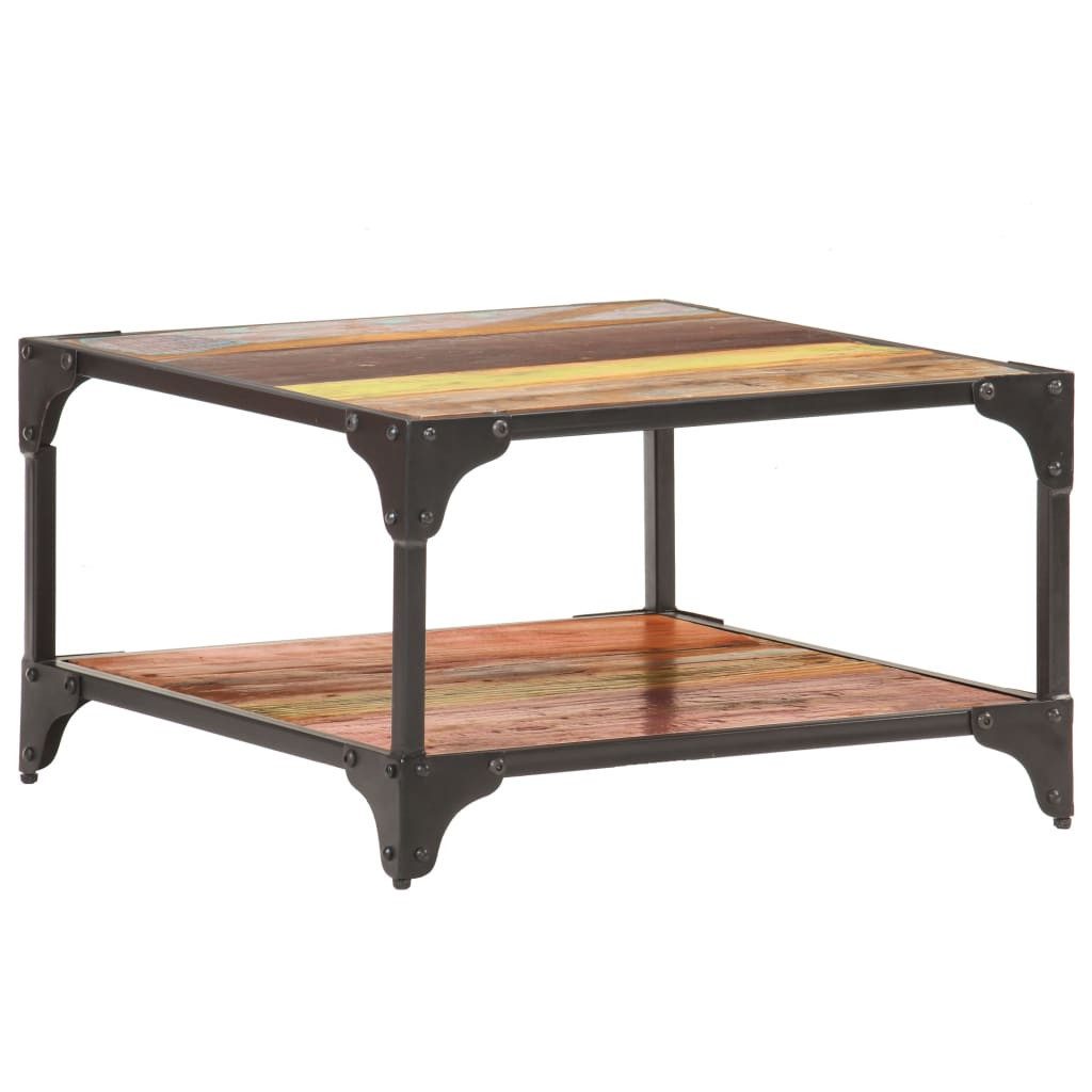 furnicato Couchtisch Industrieller aus massivem Holz 60 x 60 x 35 cm (1-St), Einzigartiger Akzenttisch mit Ablagefach für dein modernes Wohnzimmer