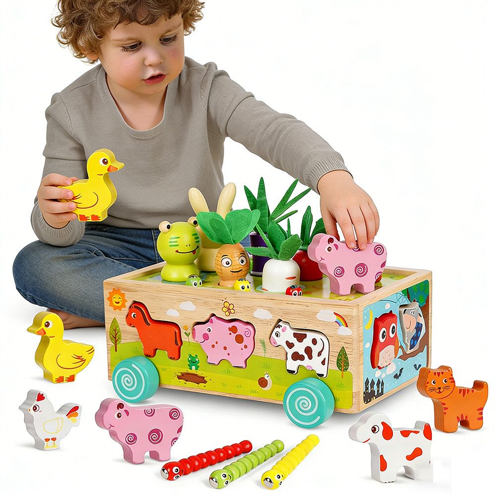 CLTYQ Lernspielzeug Montessori Spielzeug Baby,Motorik-Holzspielzeug,Motorikspielzeug, Magnetisches Holz-Angelspiel,Mädchen & Jungen, Geschenk für 3 Jahr