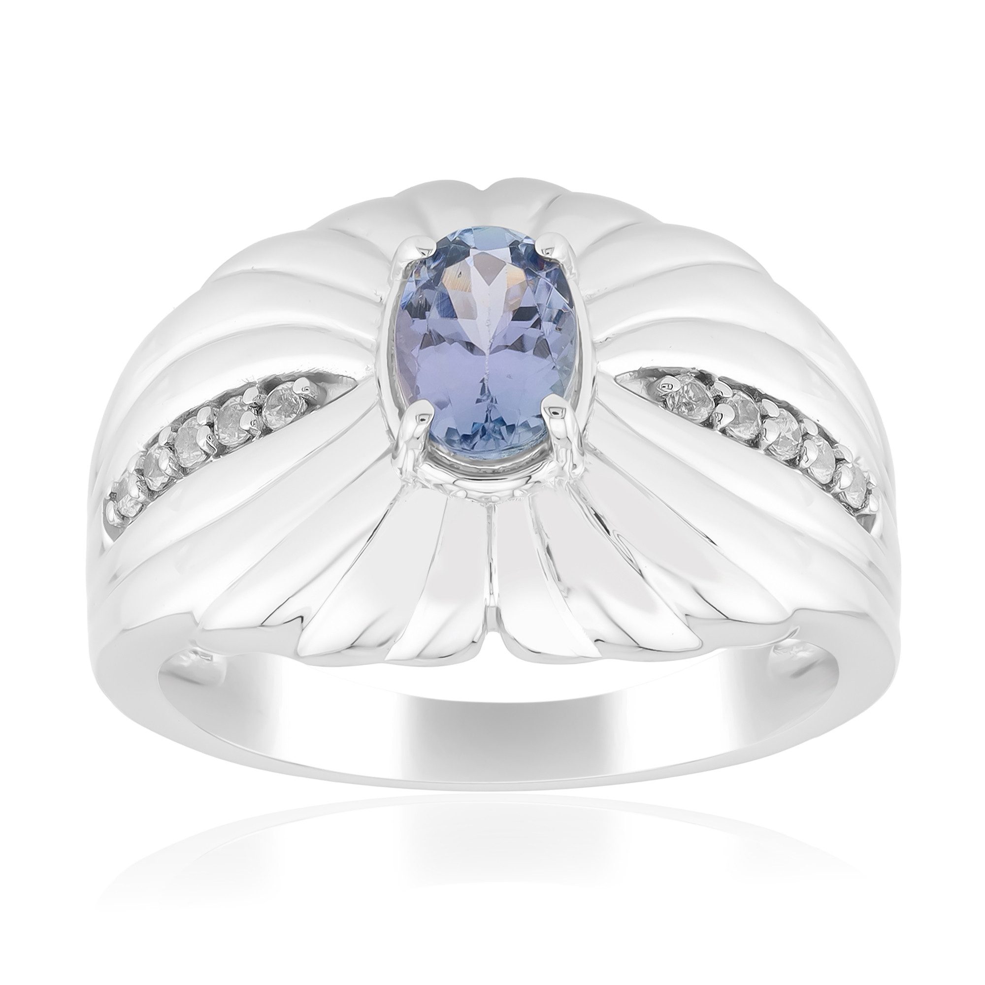 Cavill Silberring Ring aus Rhodium-Silber mit lila Tansanit (1-tlg)