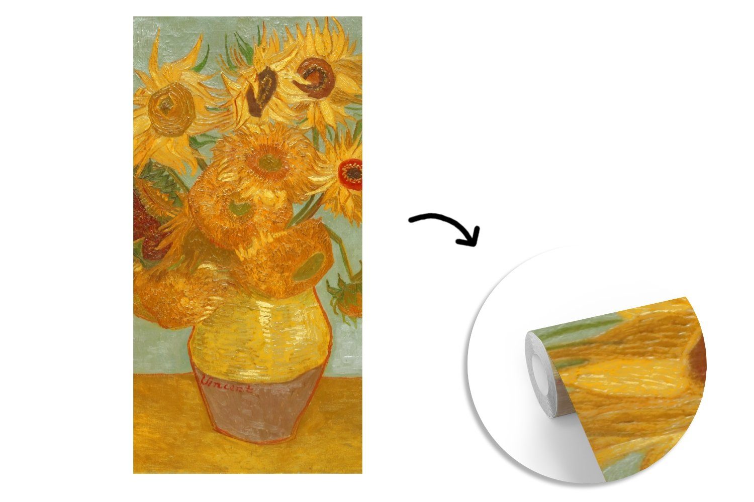 MuchoWow Fototapete Gogh, bedruckt, van - Küche, Sonnenblumen Matt, für Fototapete Schlafzimmer (2 Vincent Wohnzimmer St), Vliestapete