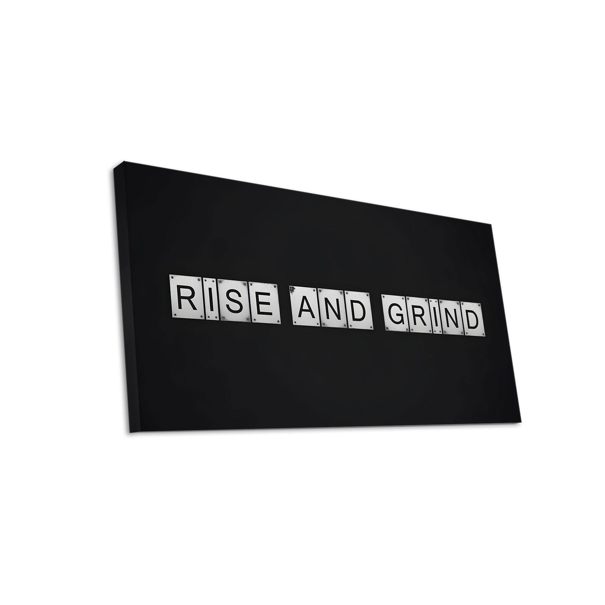 Hustling Sharks Leinwandbild Motivations-Bild als XXL Leinwandbild "Rise and Grind Typografie", in 5 unterschiedichen Größen verfügbar