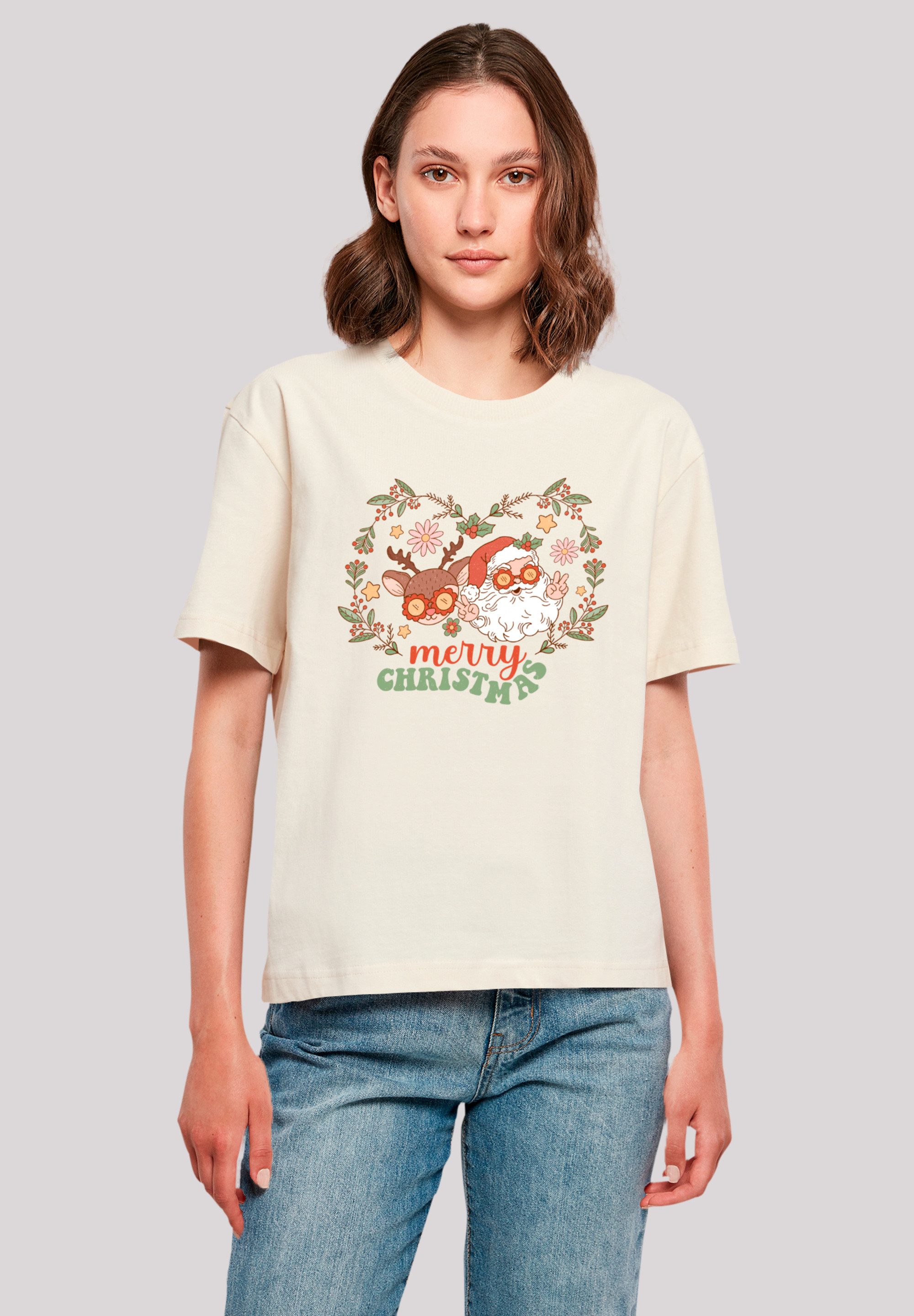 F4NT4STIC T-Shirt Weihnachten Hippie Santa And Reindeer Premium Qualität, Weihnachts-Kollection