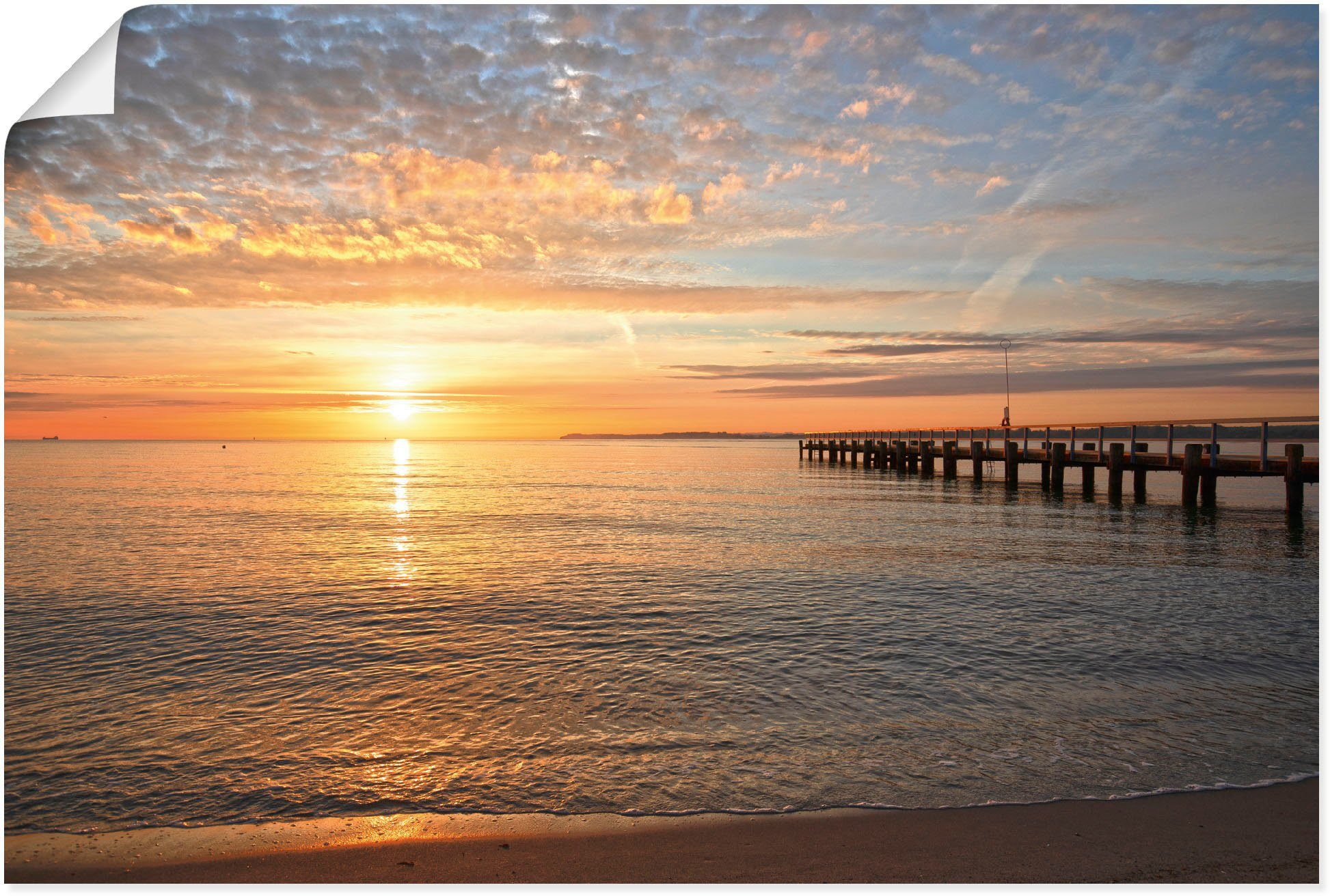Bilder vom Wandaufkleber St), Ostsee, Früh Wandbild Sonnenuntergang in an Größen Artland Poster (1 oder versch. Leinwandbild, -aufgang morgens Alubild, als & der