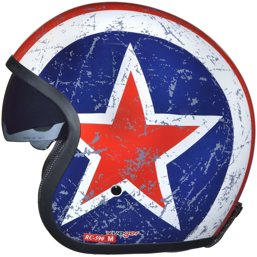 rueger-helmets Motorradhelm rueger RC-590 Jethelm mit Sonnenvisier 1050 Gramm schwer XS-XL