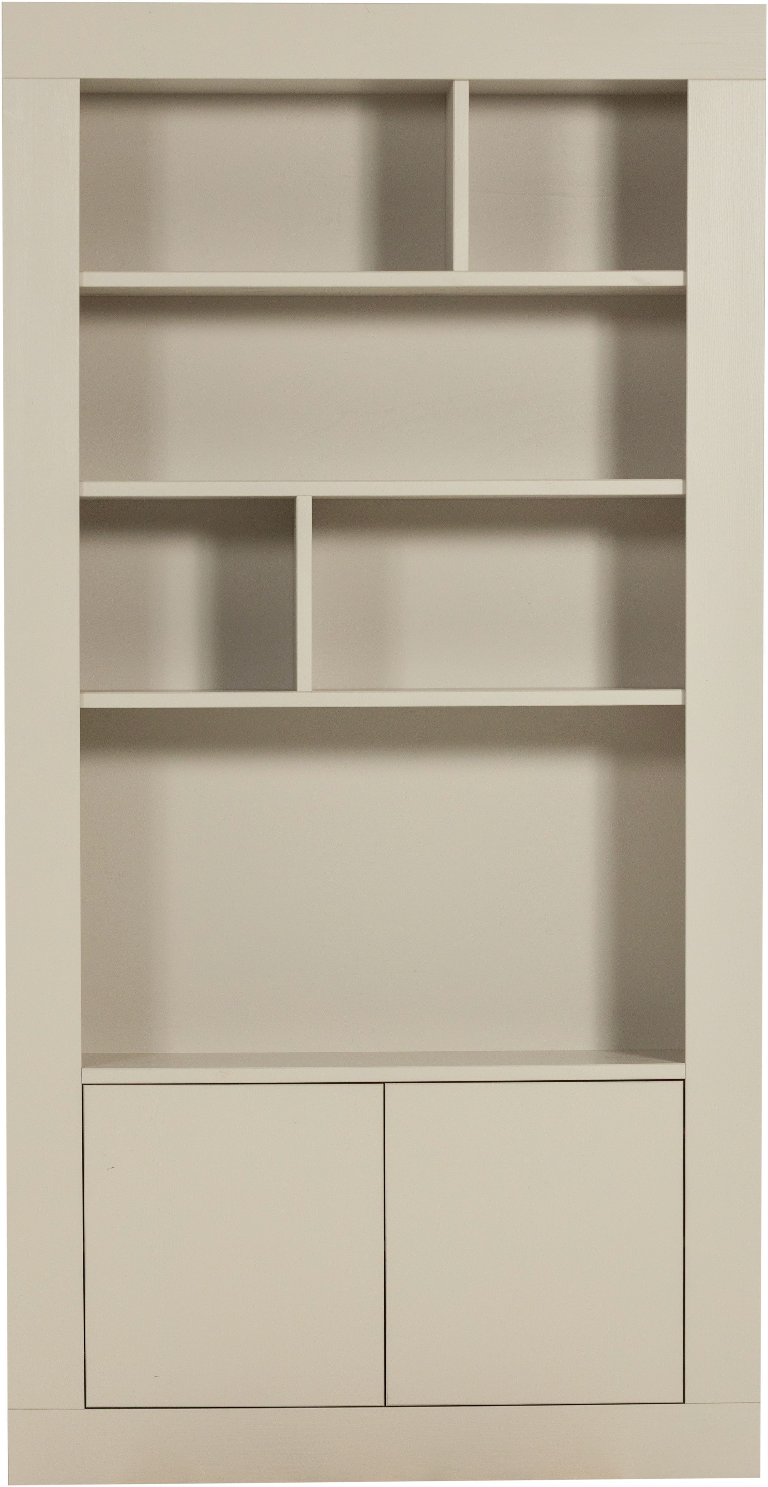 WOOOD Wandregal Wallcover FSC®-Mix Massivkiefer mit Push-to-open B117 x T31 x H229 cm, Gespiegelt montierbar, Tragkraft 30 kg pro Einlegeboden