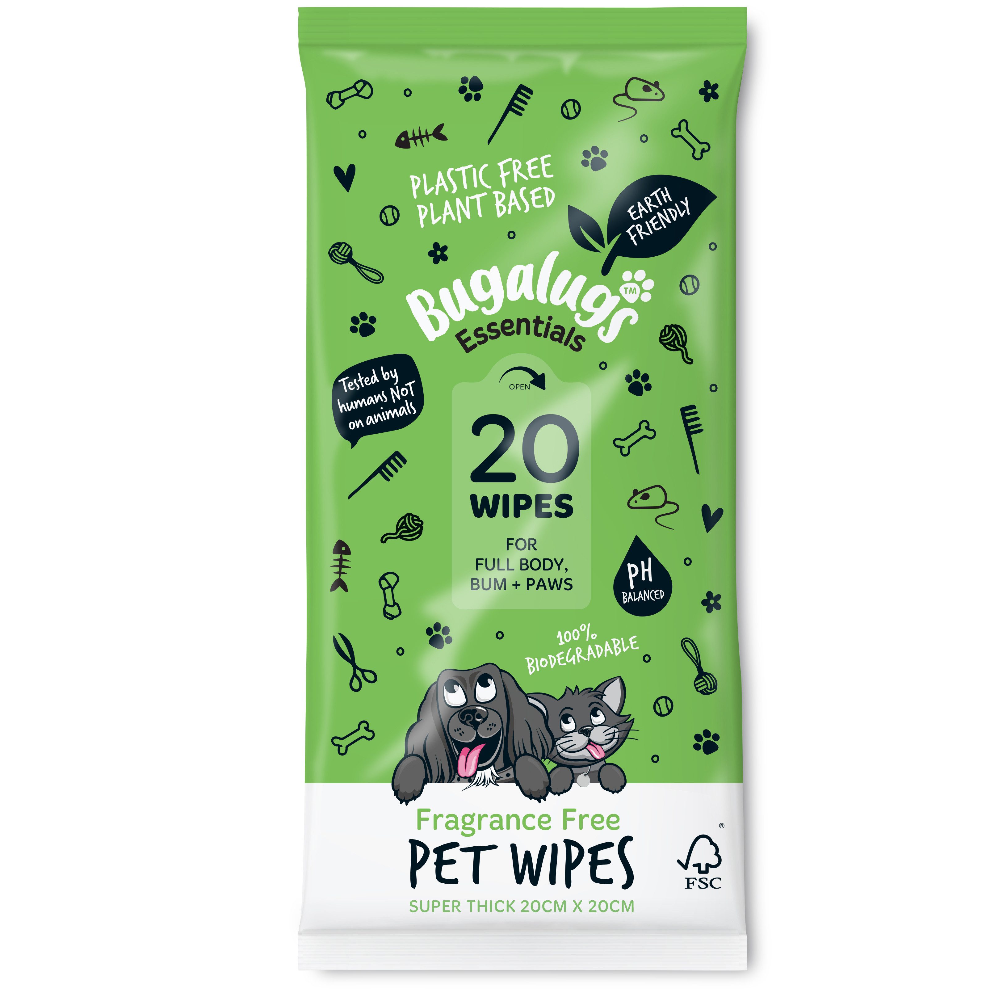 Bugalugs Fellpflege Bugalugs Biologisch Abbaubare Haustier Feuchttücher – Plastikfrei &, (1-St), Pfoten
