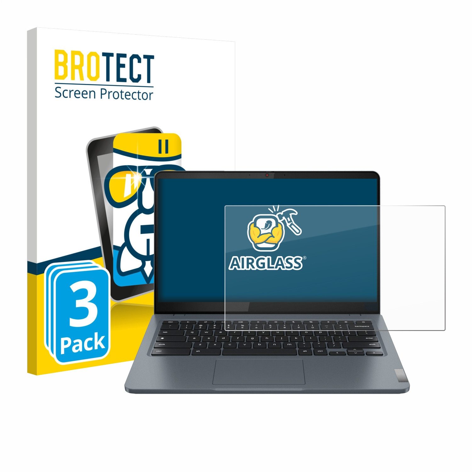 BROTECT Displayschutzglas Folie für Lenovo IdeaPad Slim 3i Chromebook Plus Gen 8 14", 3 Stück, Schutzfolie Glas Panzer Display Schutz klar