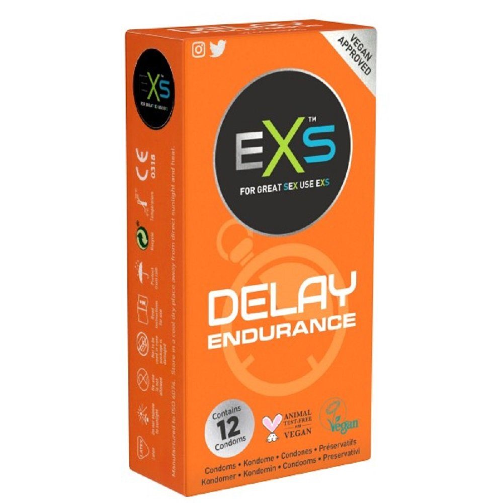 EXS Kondome Delay Endurance - aktverlängernde Kondome Packung mit, 12 St., für mehr Ausdauer und Standfestigkeit