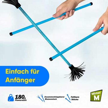 Mister M Zauberer-Kostüm Flowerstickset Mehrfarbig Jonglier Blumenstab, Multi + Tücher