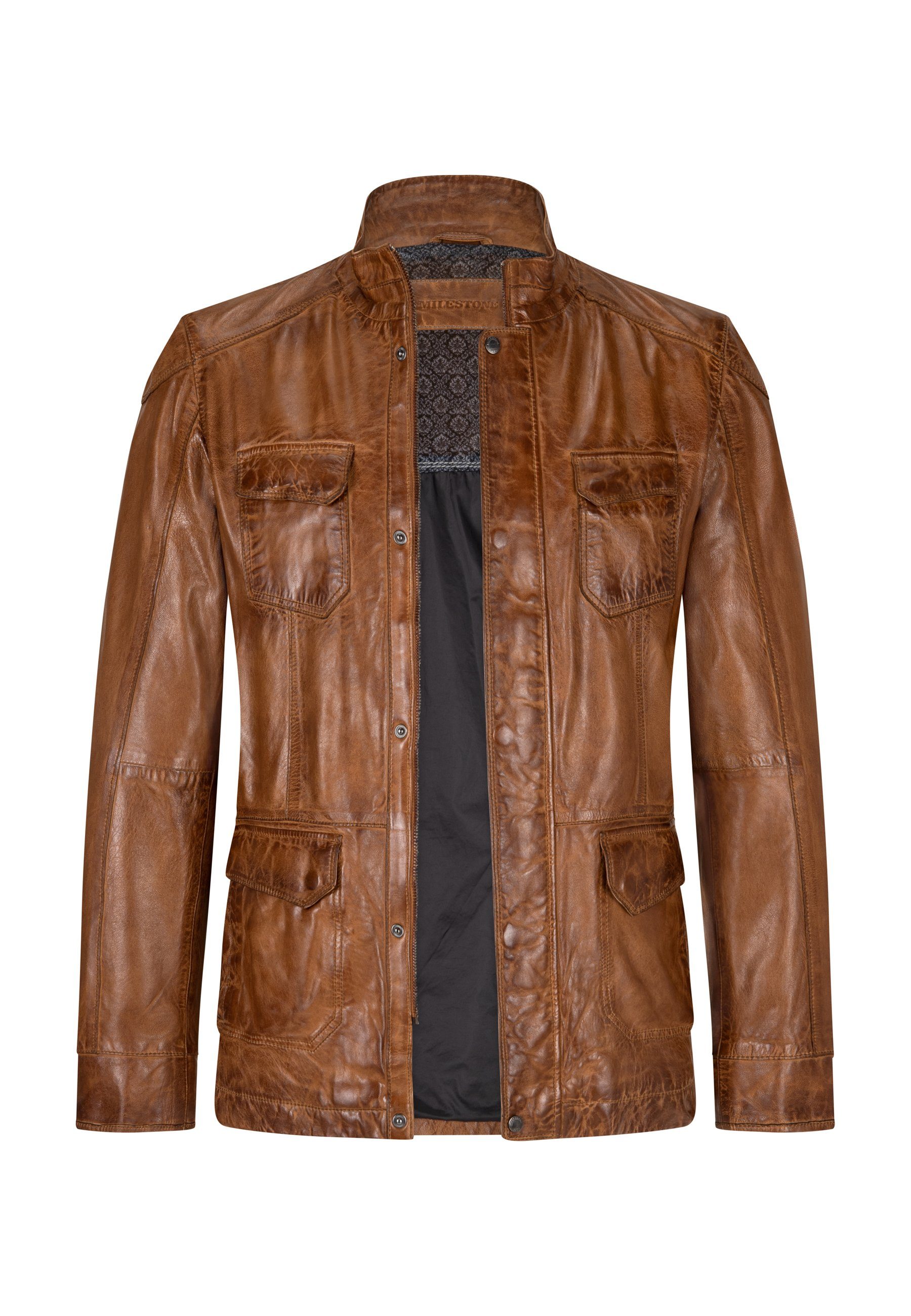 Milestone Lederjacke MS-Jose längere Herren Fieldjacket günstig online kaufen