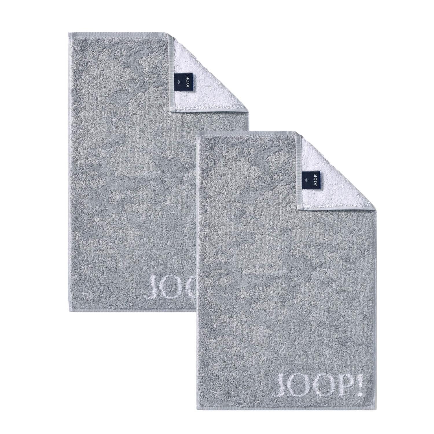 JOOP! Handtuch 2 Stück Joop! Gästetuch Classic Silber Grau 1600-76 30x50, Walkfrottier, 100% Baumwolle