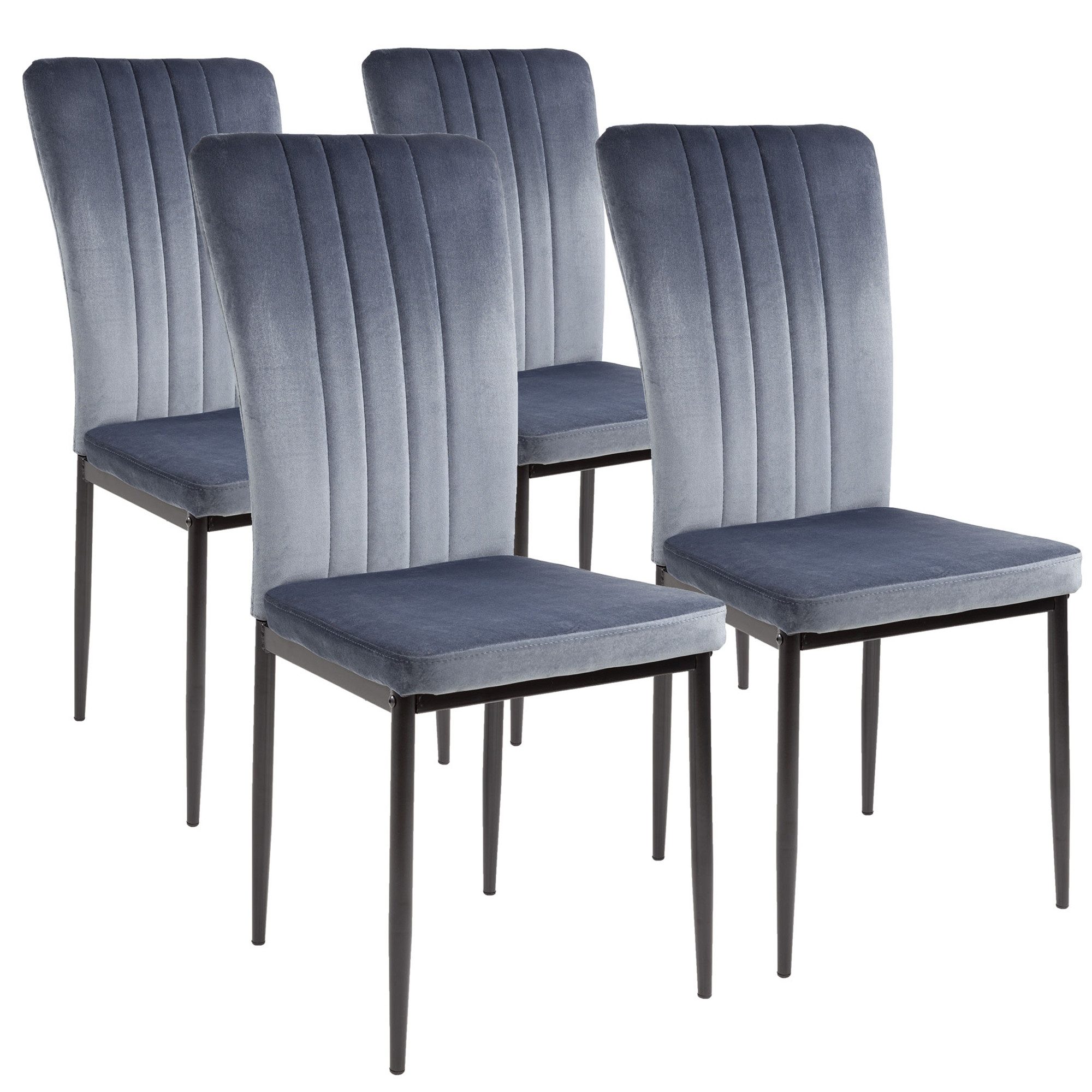 Albatros International Esszimmerstuhl Esszimmer Stühle 4 er Set MODENA, Stuhl Stühle Esszimmerstühle, Küche (4er Set, Grau, Samt Bezug), Küchenstuhl Küchenstühle Essstühle für den Esstisch Ess Stühle