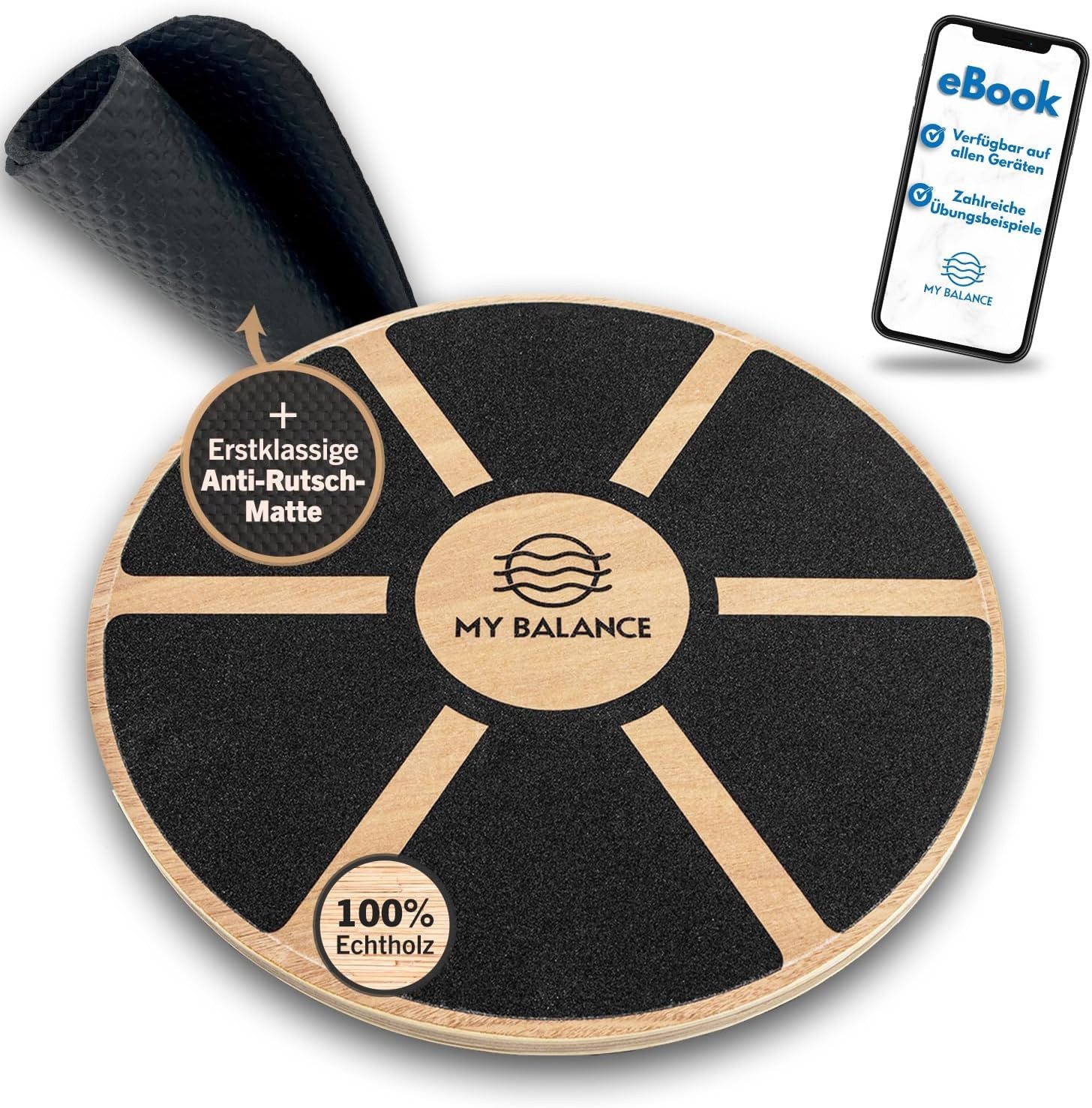 My Balance Balanceboard Balance Board mit Antirutschmatte inkl. mit E-Book