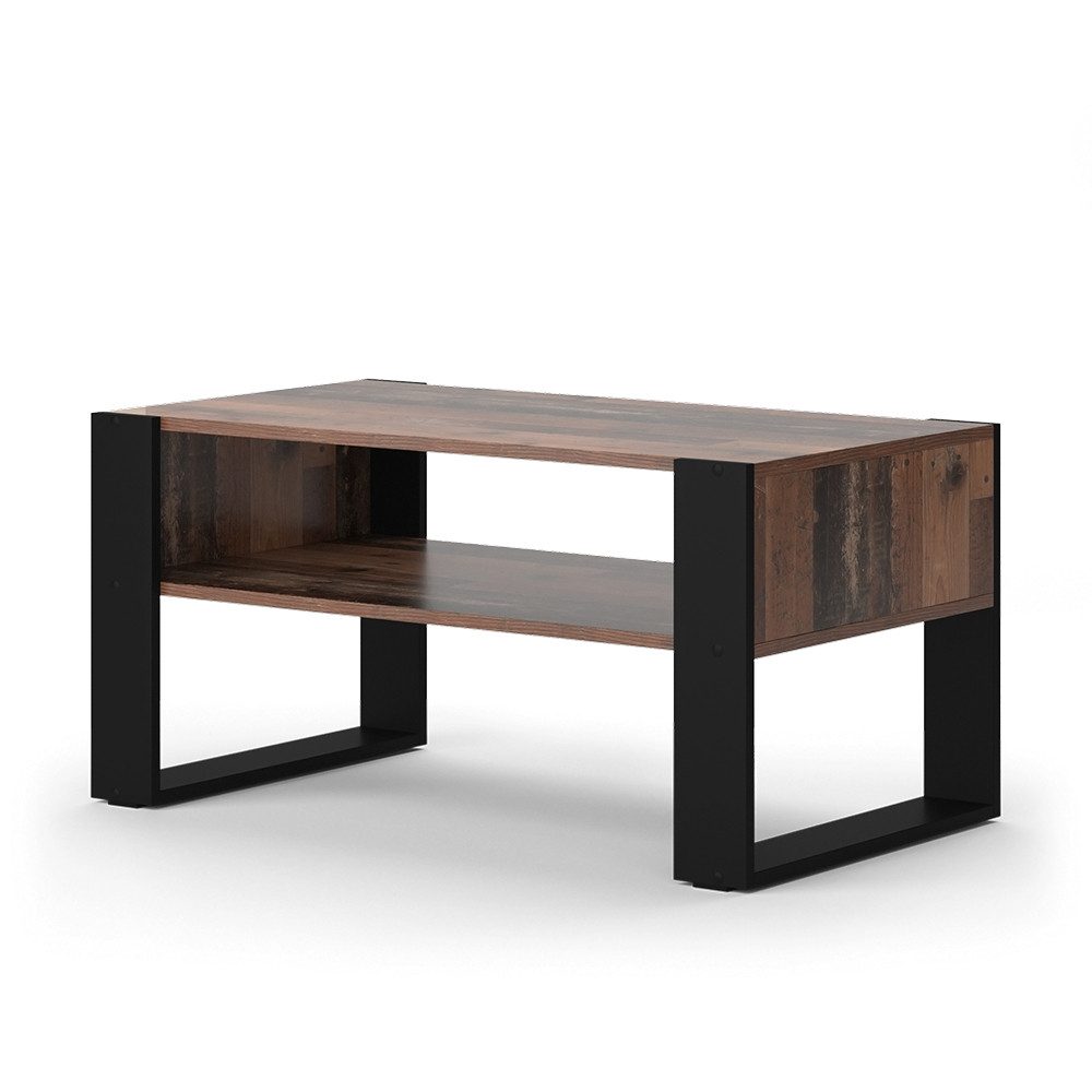 Vicco Couchtisch Olli, Antikholz/Schwarz, 92 x 52,4 cm mit Ablage günstig online kaufen