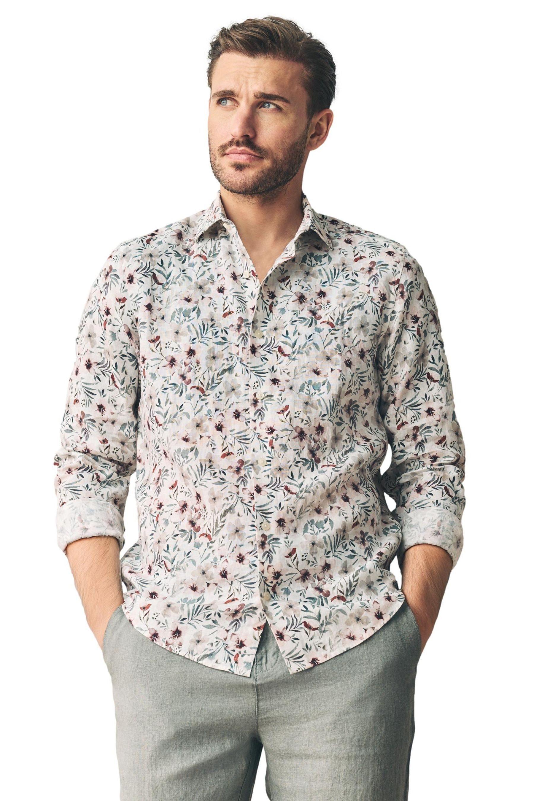 Next Langarmhemd Bedrucktes elegantes Langarmhemd aus günstig online kaufen