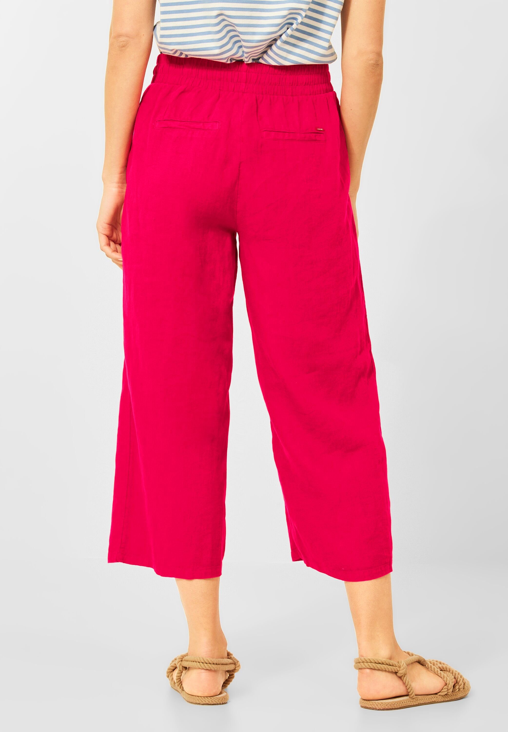 Loose Cecil Tunnelzugbändchen in (1-tlg) Rasberry Culotte Red Leinenhose Fit Cecil