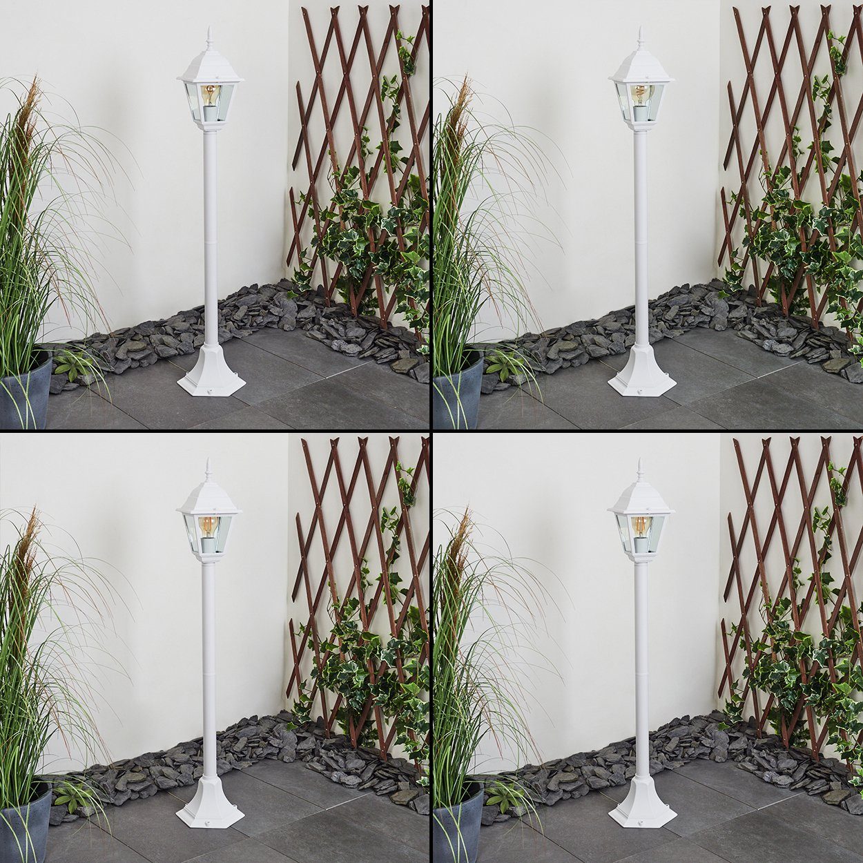 hofstein Pollerleuchte Wegeleuchte aus Metall/Glas in Weiß/Klar, ohne Leuchtmittel, Außenleuchte, Gartenbeleuchtung IP44, 1x E27, ohne Leuchtmittel