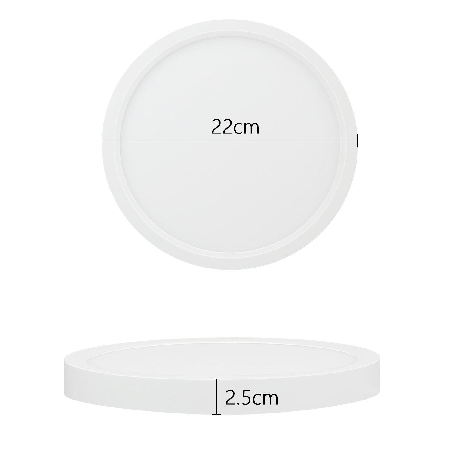ZMH LED Deckenleuchte Küchenlampe Rund Ø22/23cm - Flach Flur, LED fest integriert, Klatweiß, zimmerlampe Flach 15W Schlafzimmerlampe – Bild 4 von 5