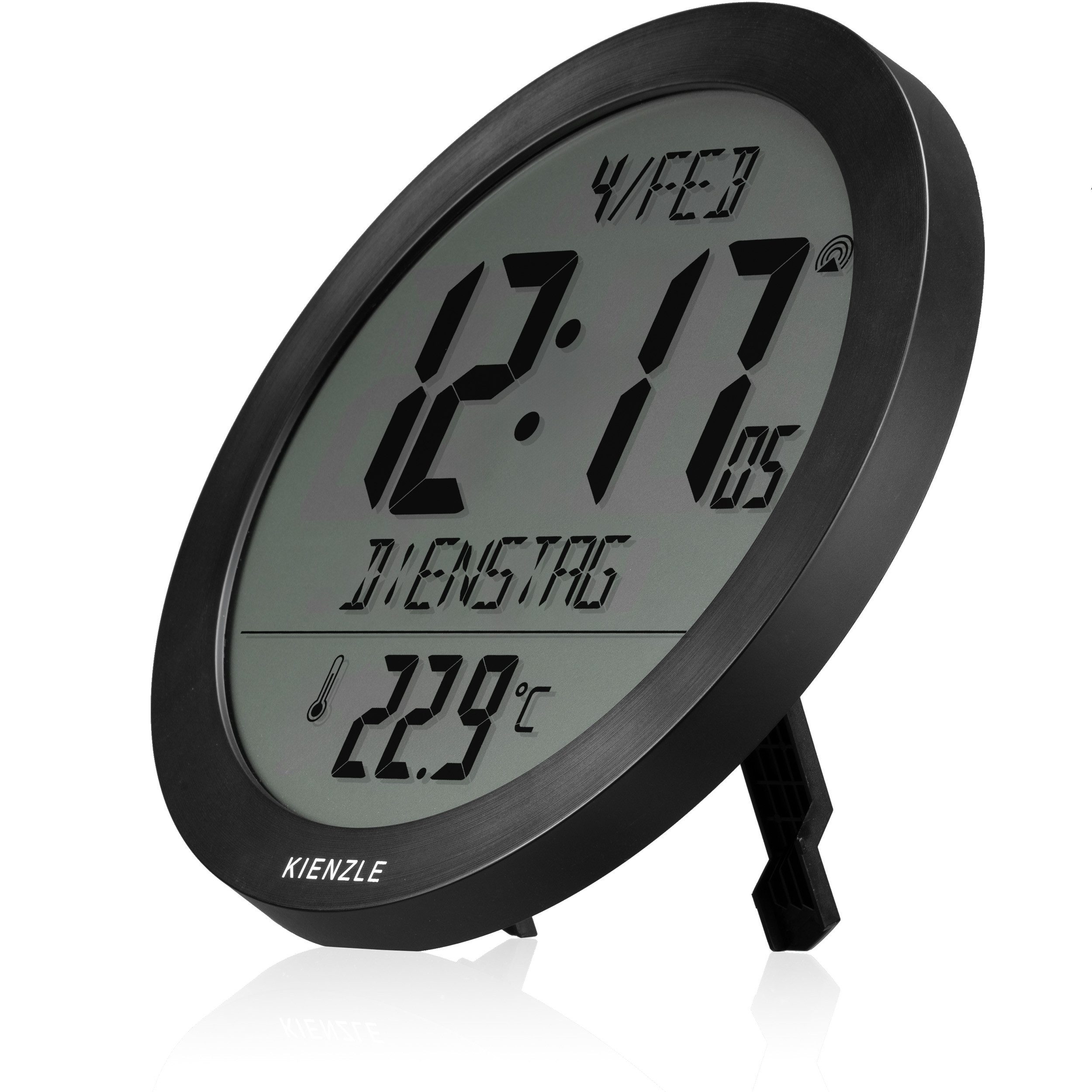 Kienzle Wanduhr KIENZLE DCF-Funkwanduhr mit Innentemperatur schwarz