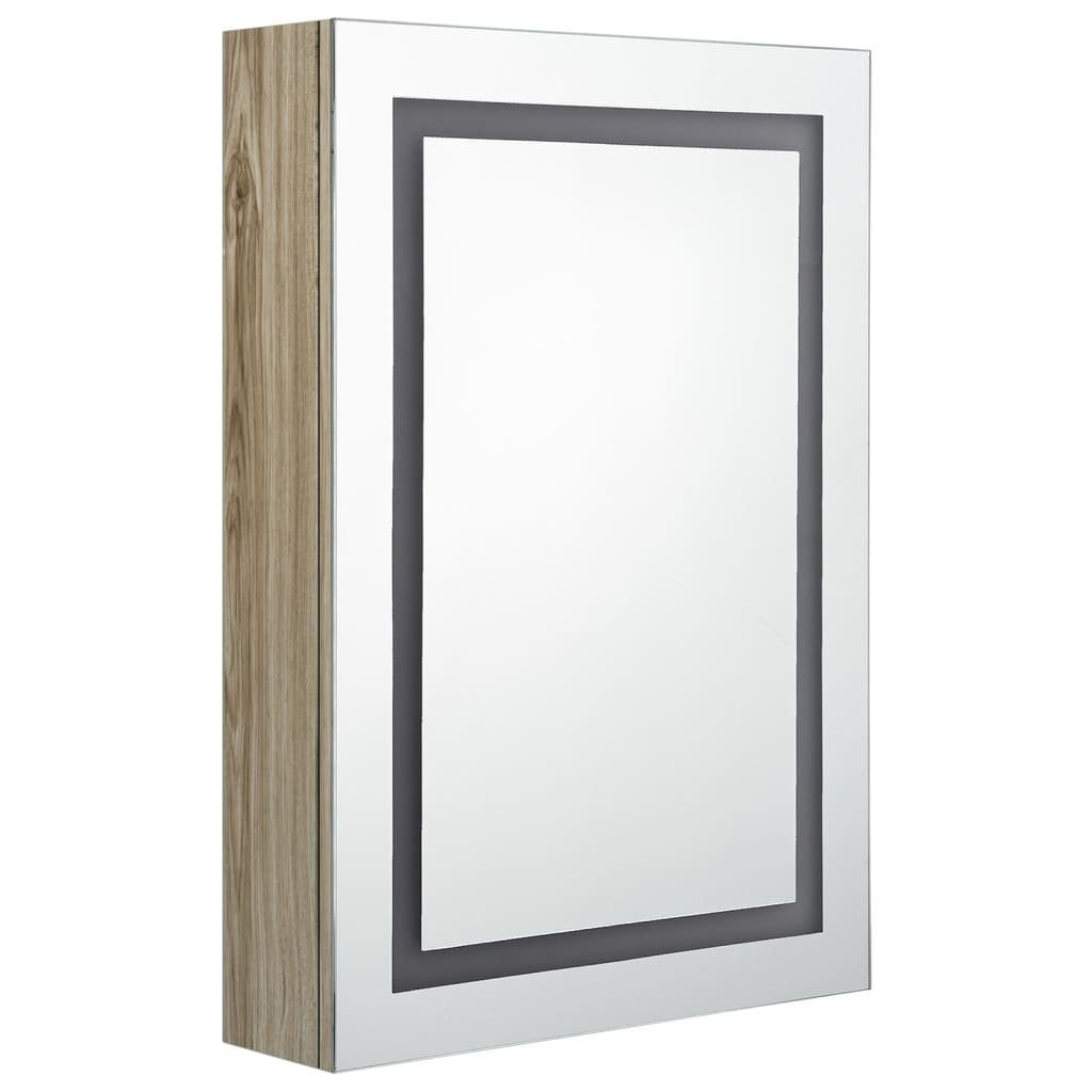 vidaXL Badezimmerspiegelschrank LED-Spiegelschrank fürs 50x13x70 (1-St) Bad cm Eichenoptik