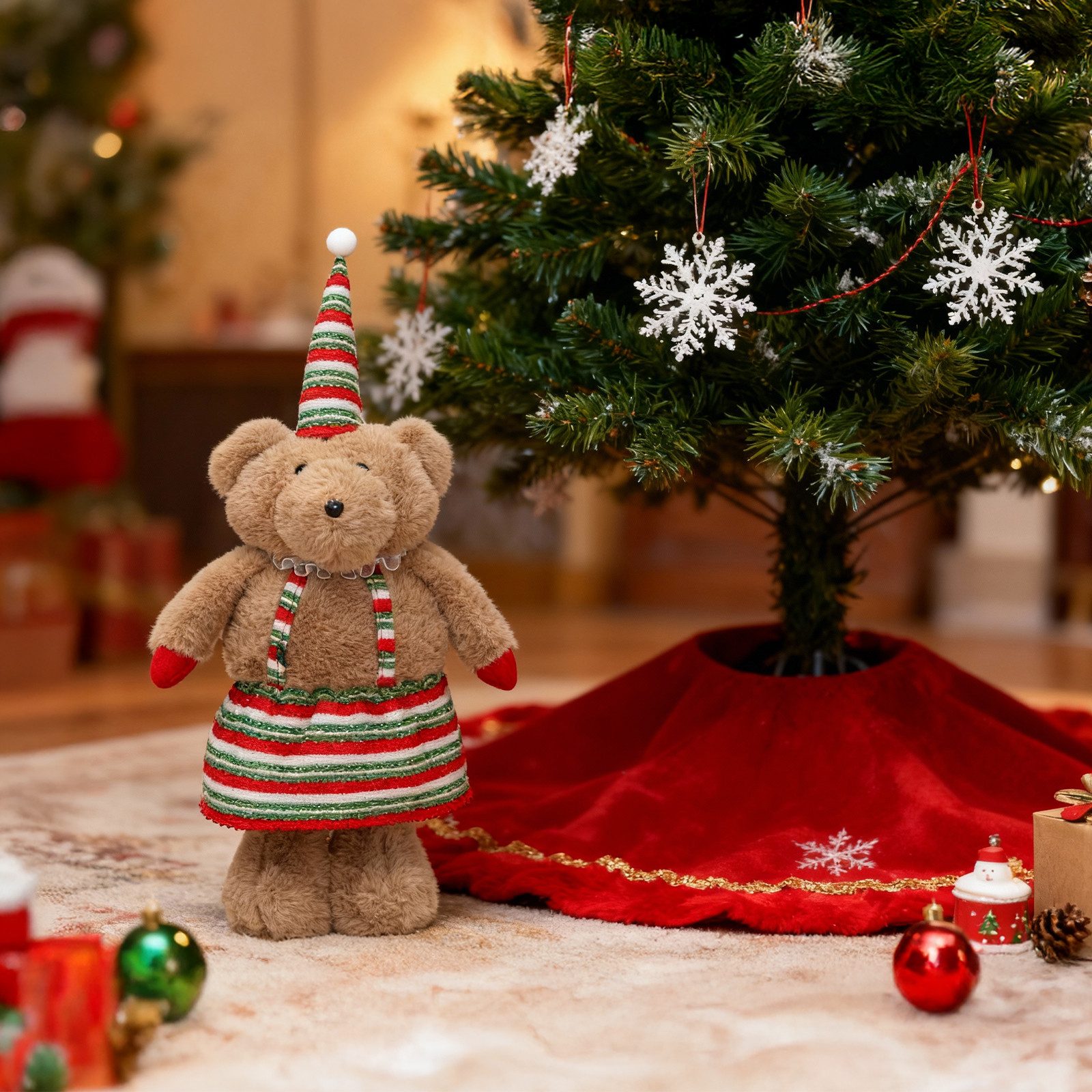 Salcar Weihnachtsfigur Stehende Weihnachtsdeko Plüsch-Bär mit verstellbaren günstig online kaufen