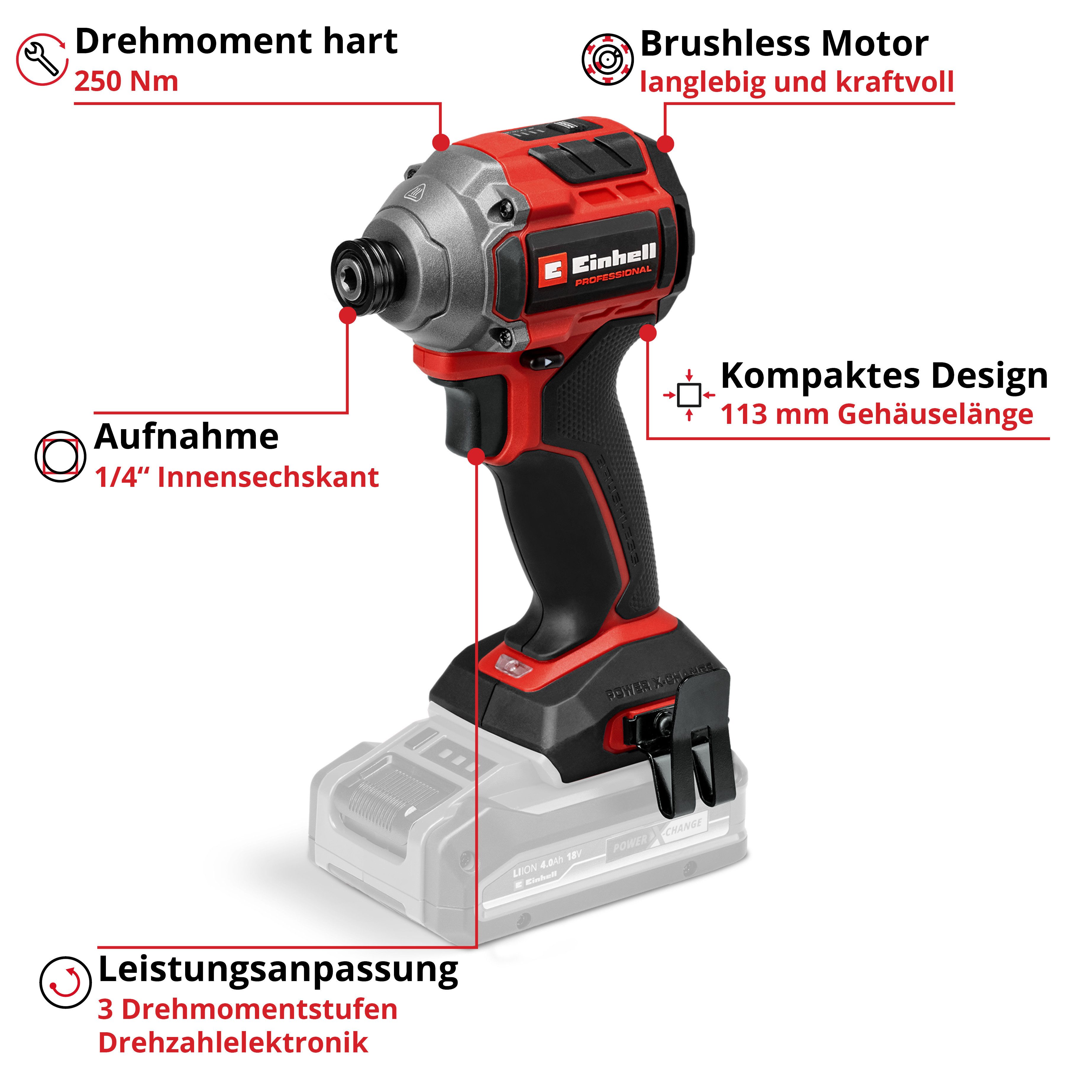 Einhell Akku-Schlagschrauber TP-CI 18/250-C Li BL - Solo, 2800 U/min, 250 N günstig online kaufen